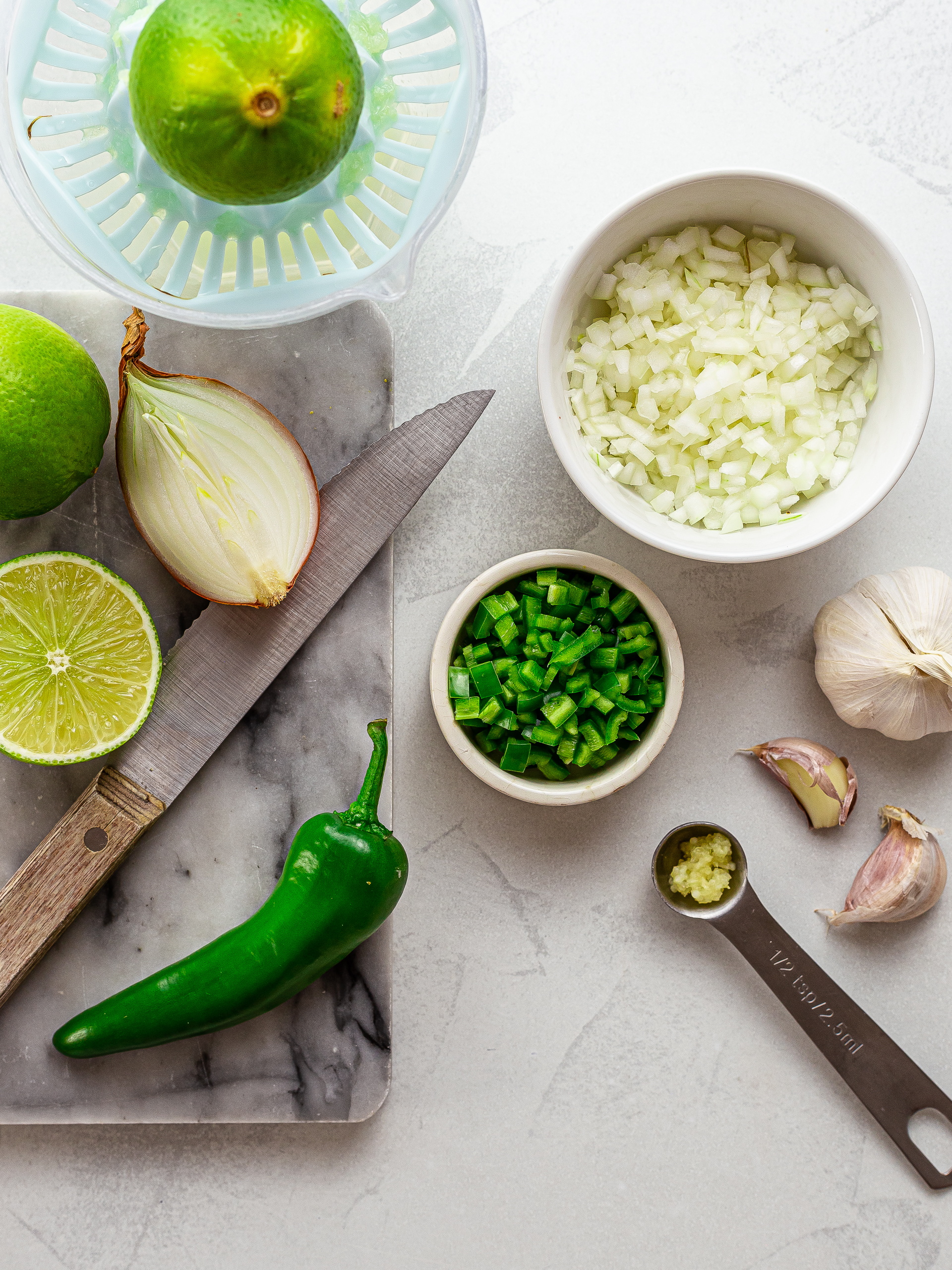 chopped onions and green chillies and squeezed lime