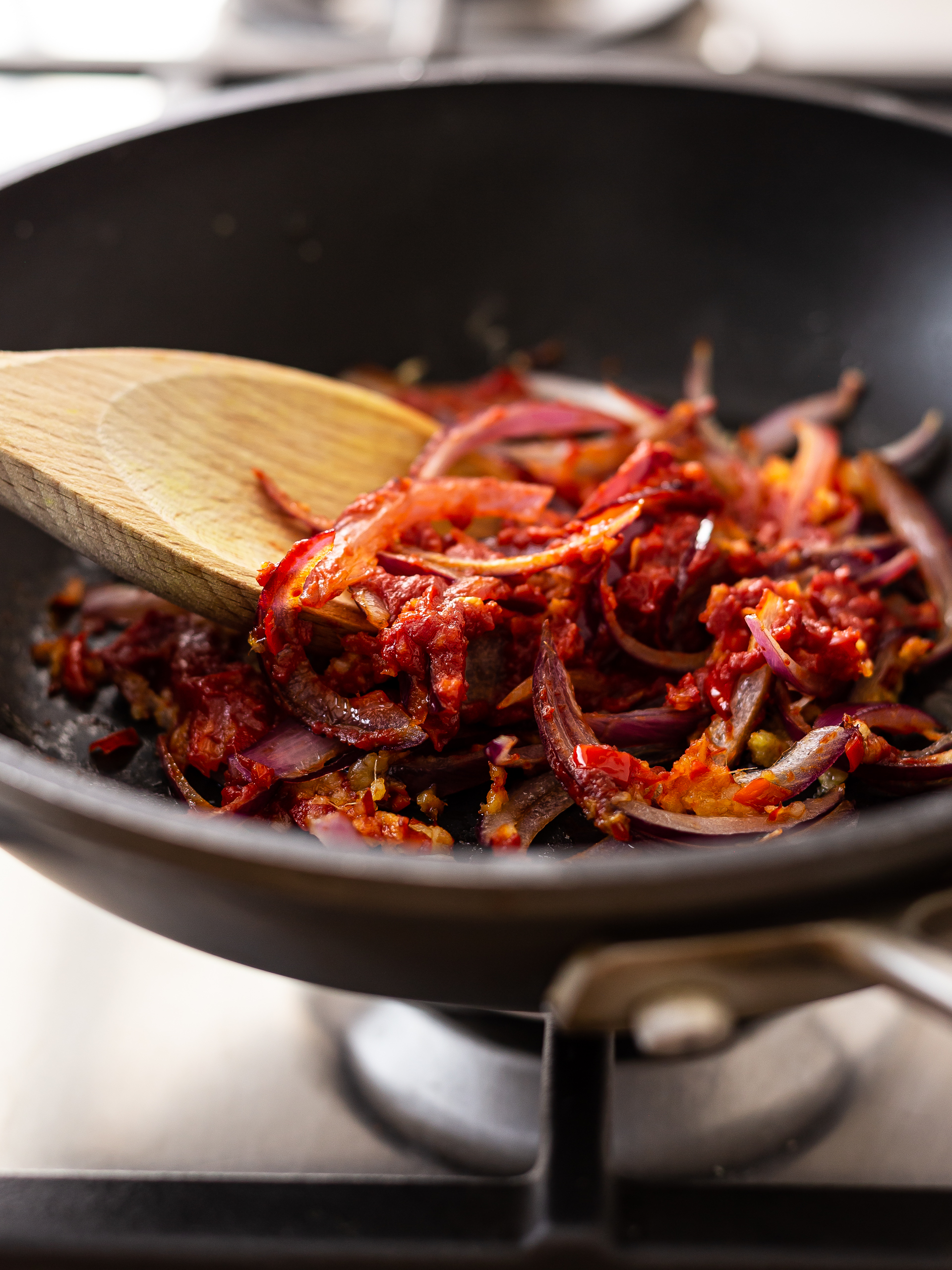 spicy chilli sauce with onions ginger and garlic