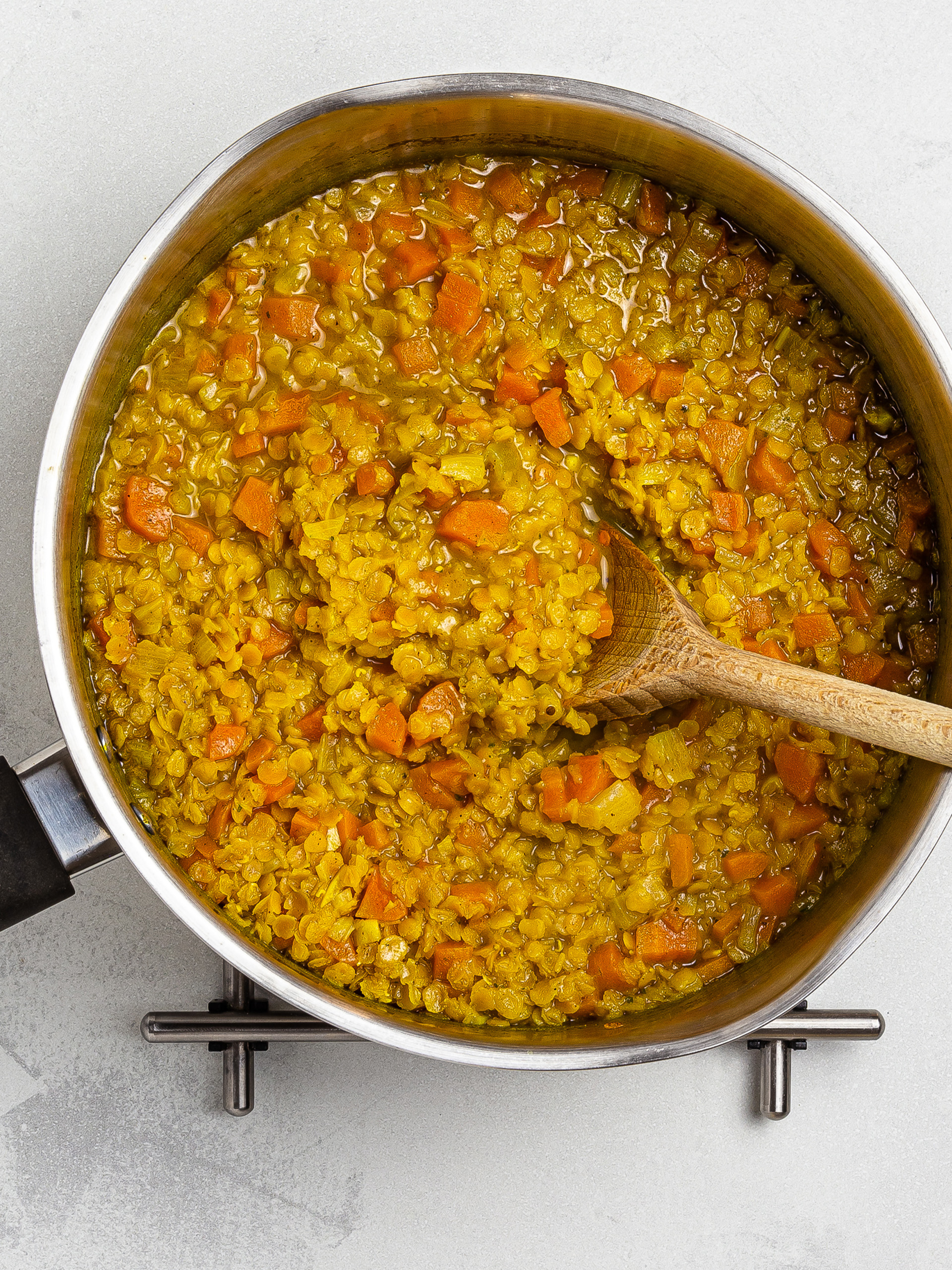 cooked red lentil soup
