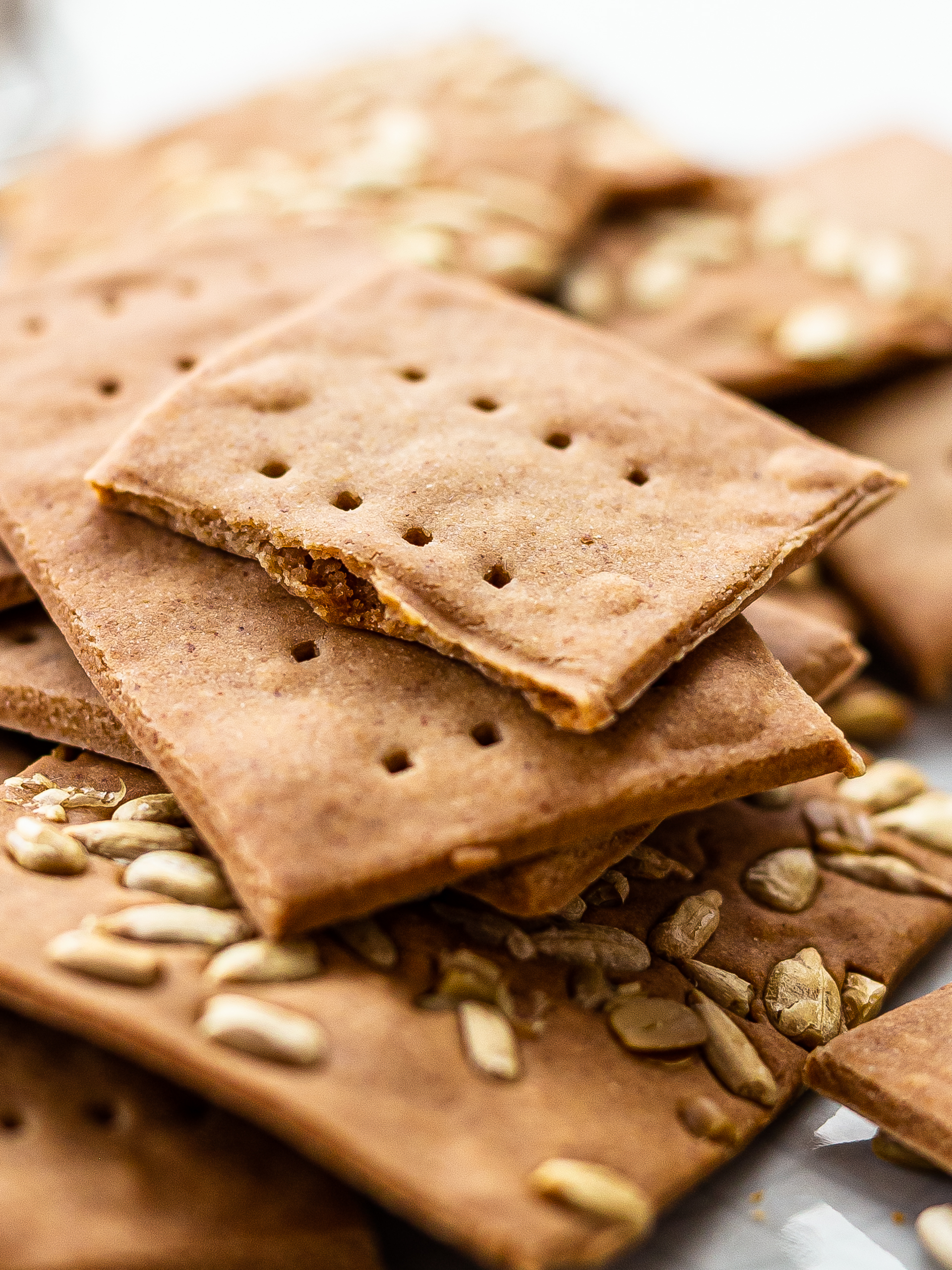 close up of homemade gluten-free buckwheat flour crackers