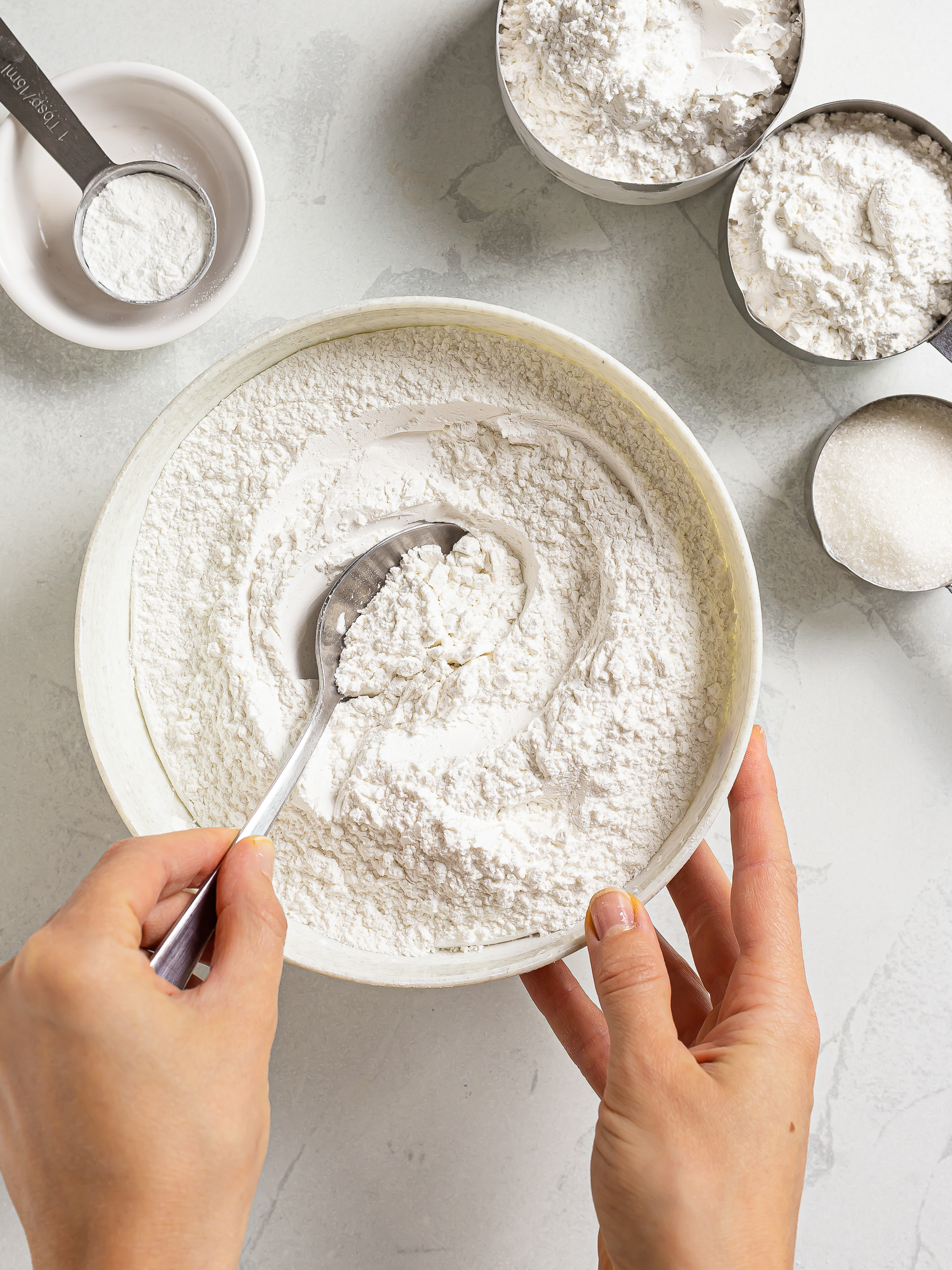 bowl with flour, sugar and baking soda