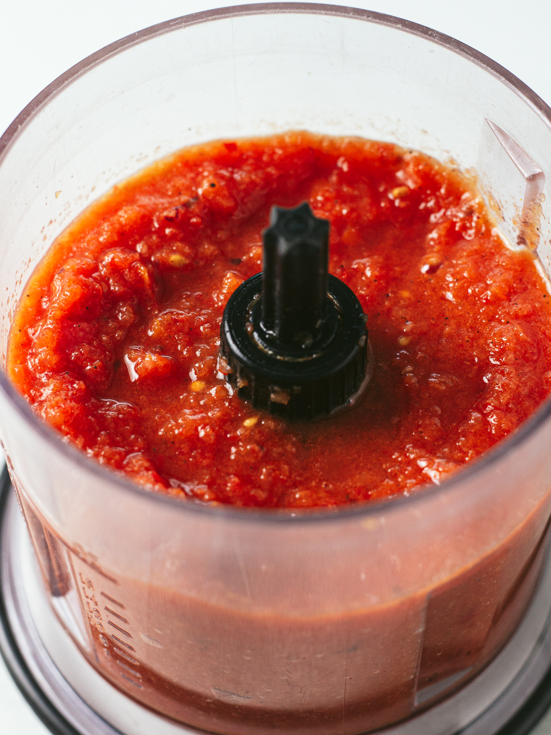 spicy tomato and pepper sauce ina blender