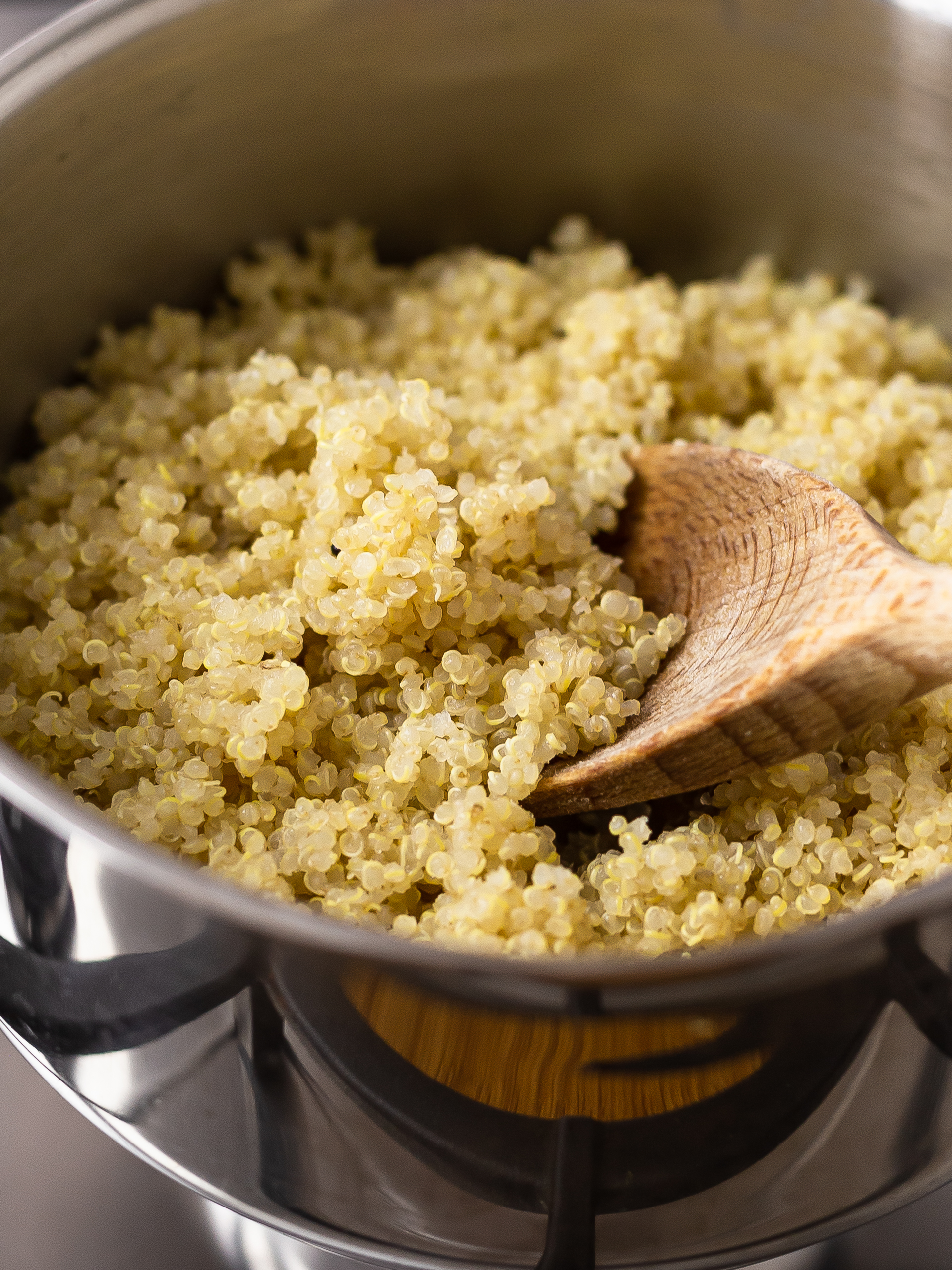 cooked quinoa in a pot