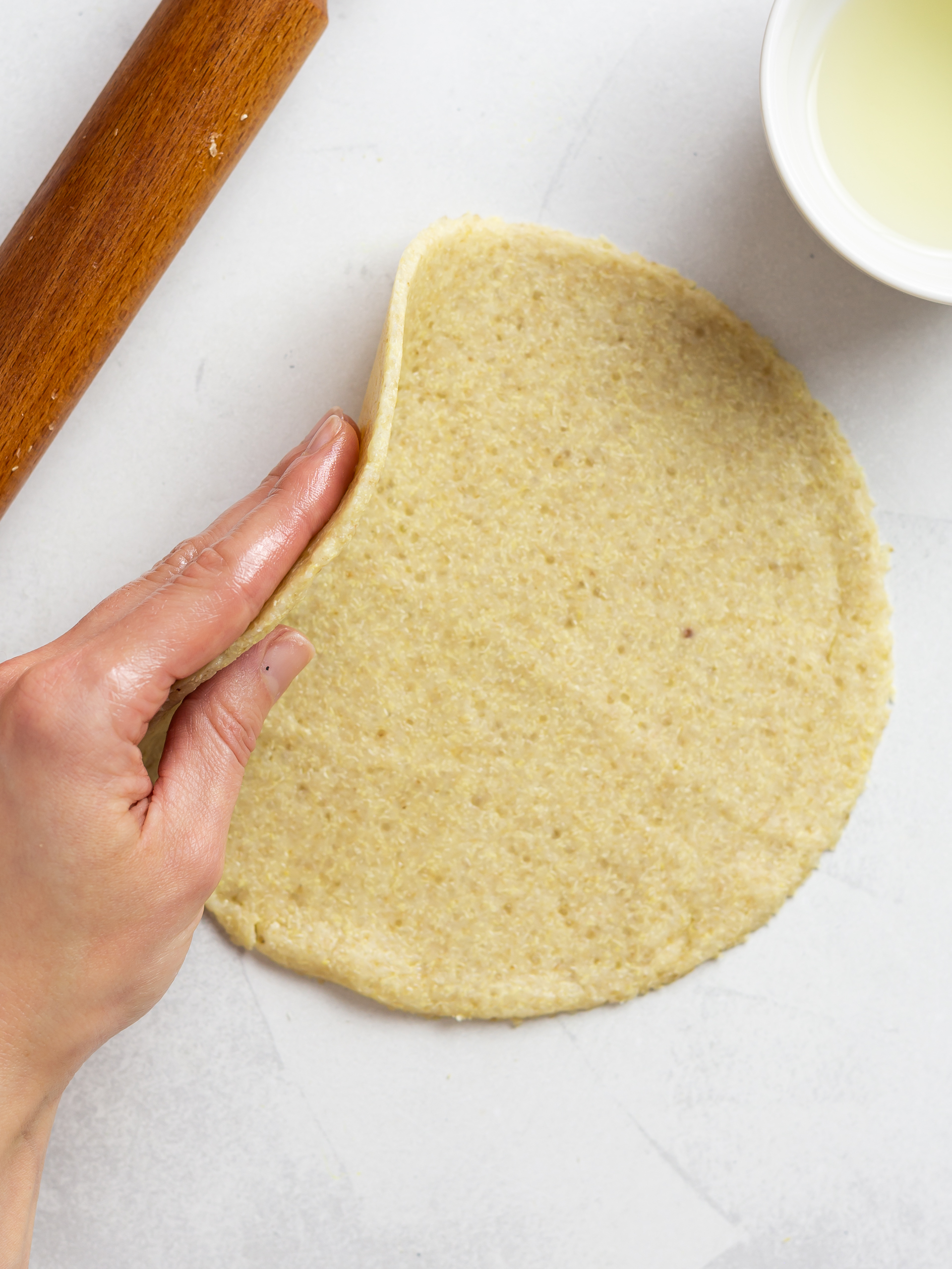 rolled and shape quinoa flatbread