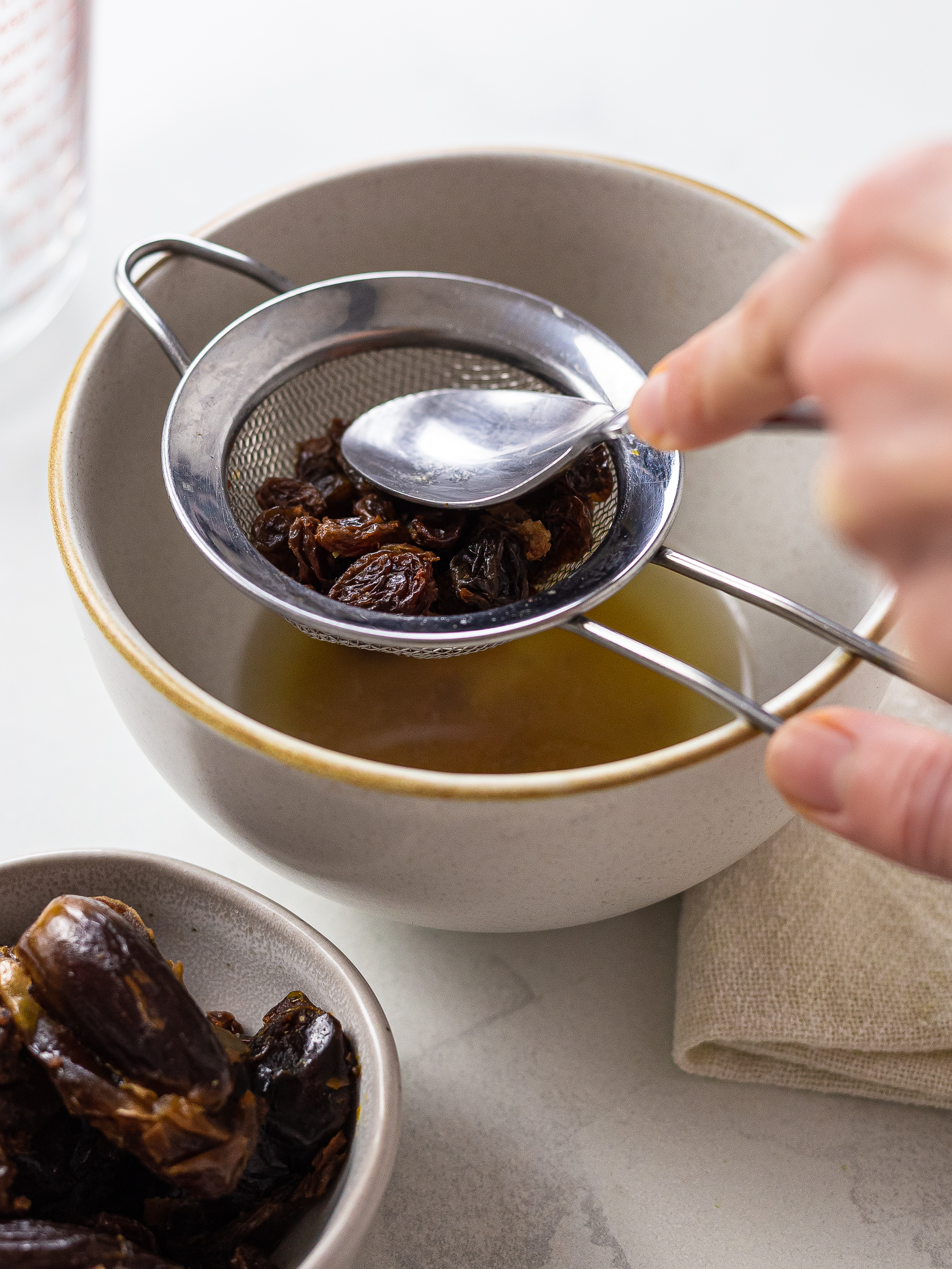 soaked raisins and dates squeezed through a sieve