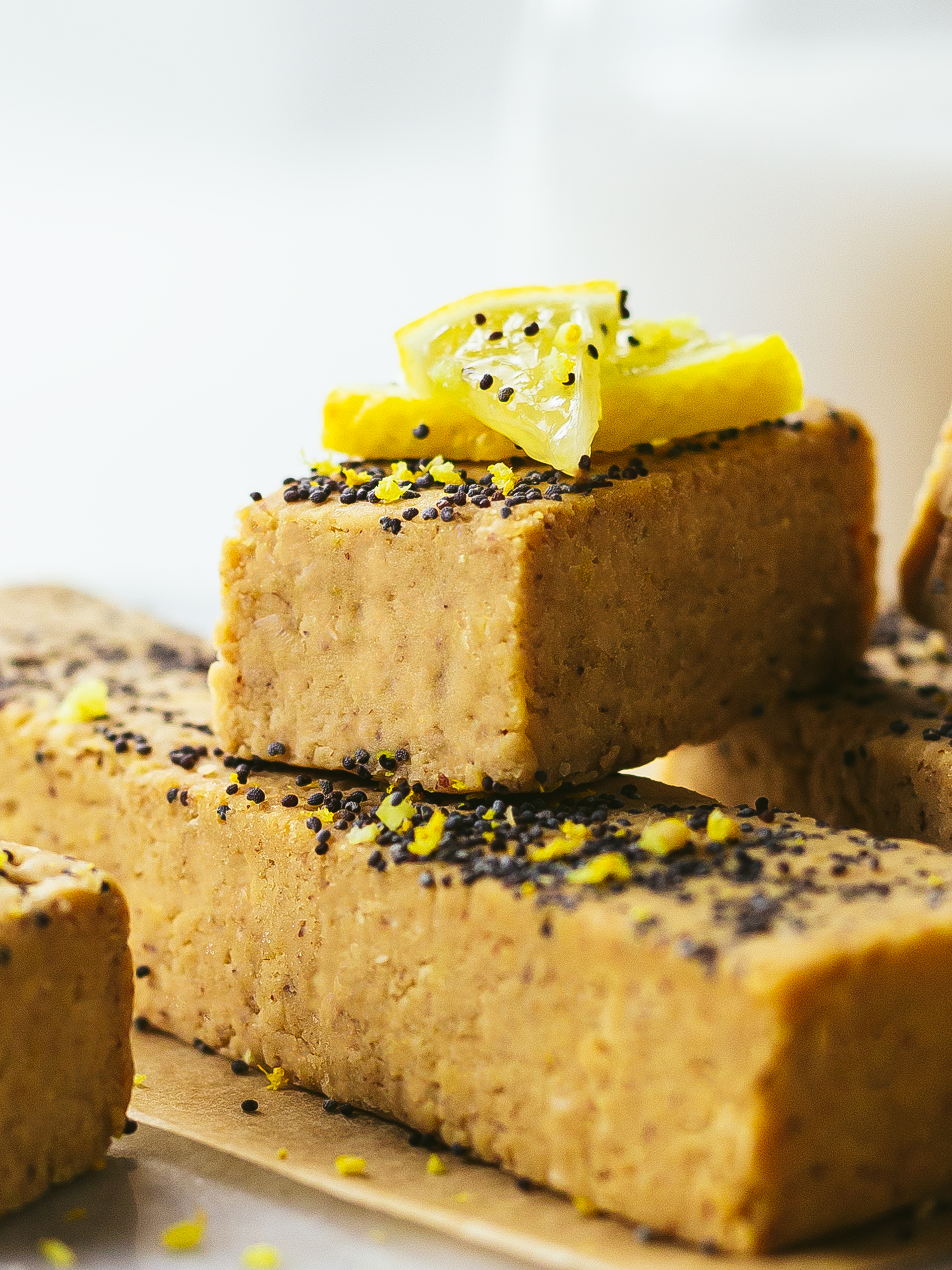 a slice of lemon poppy seed protein bar