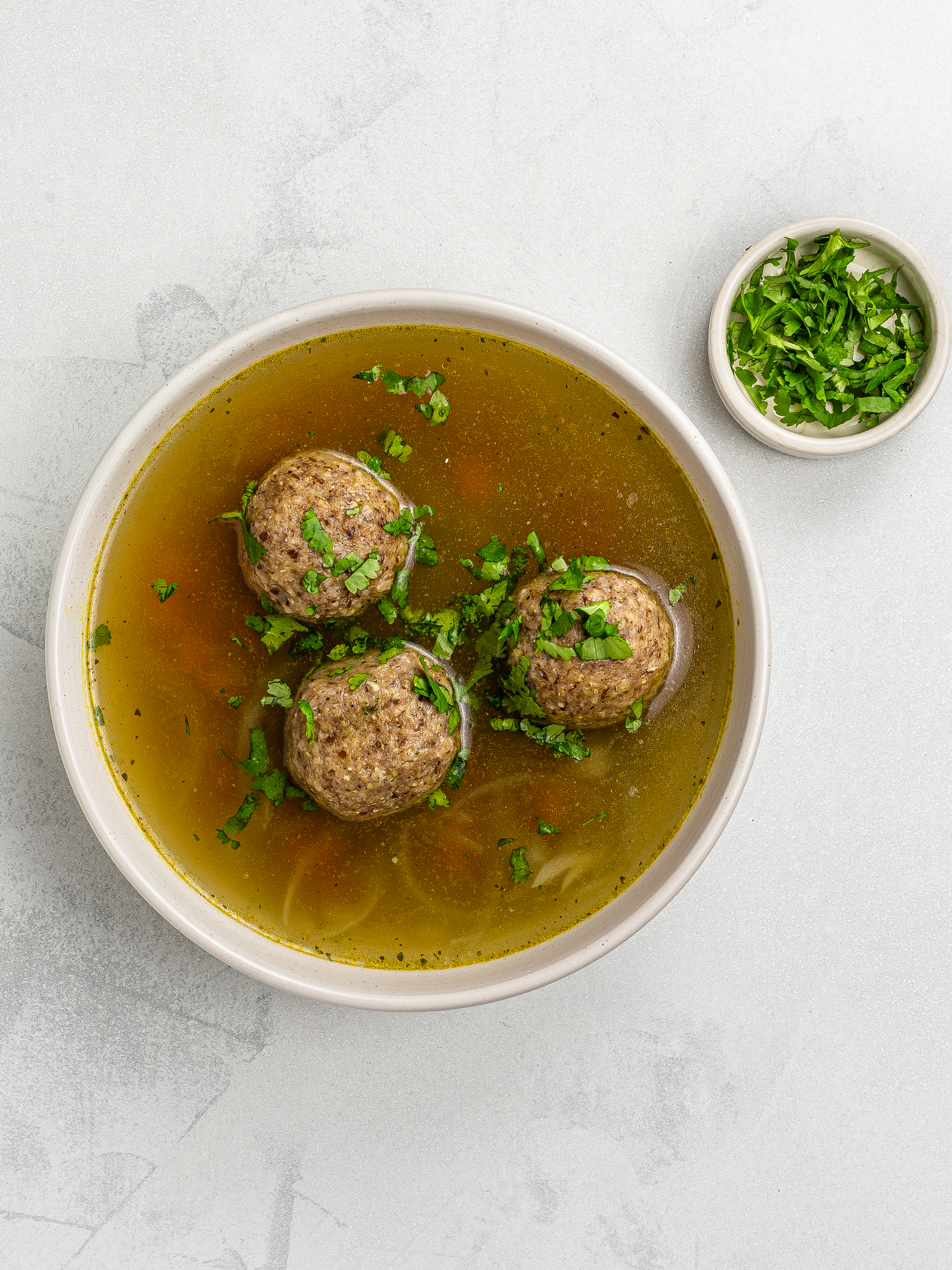 matzo ball soup with parsley