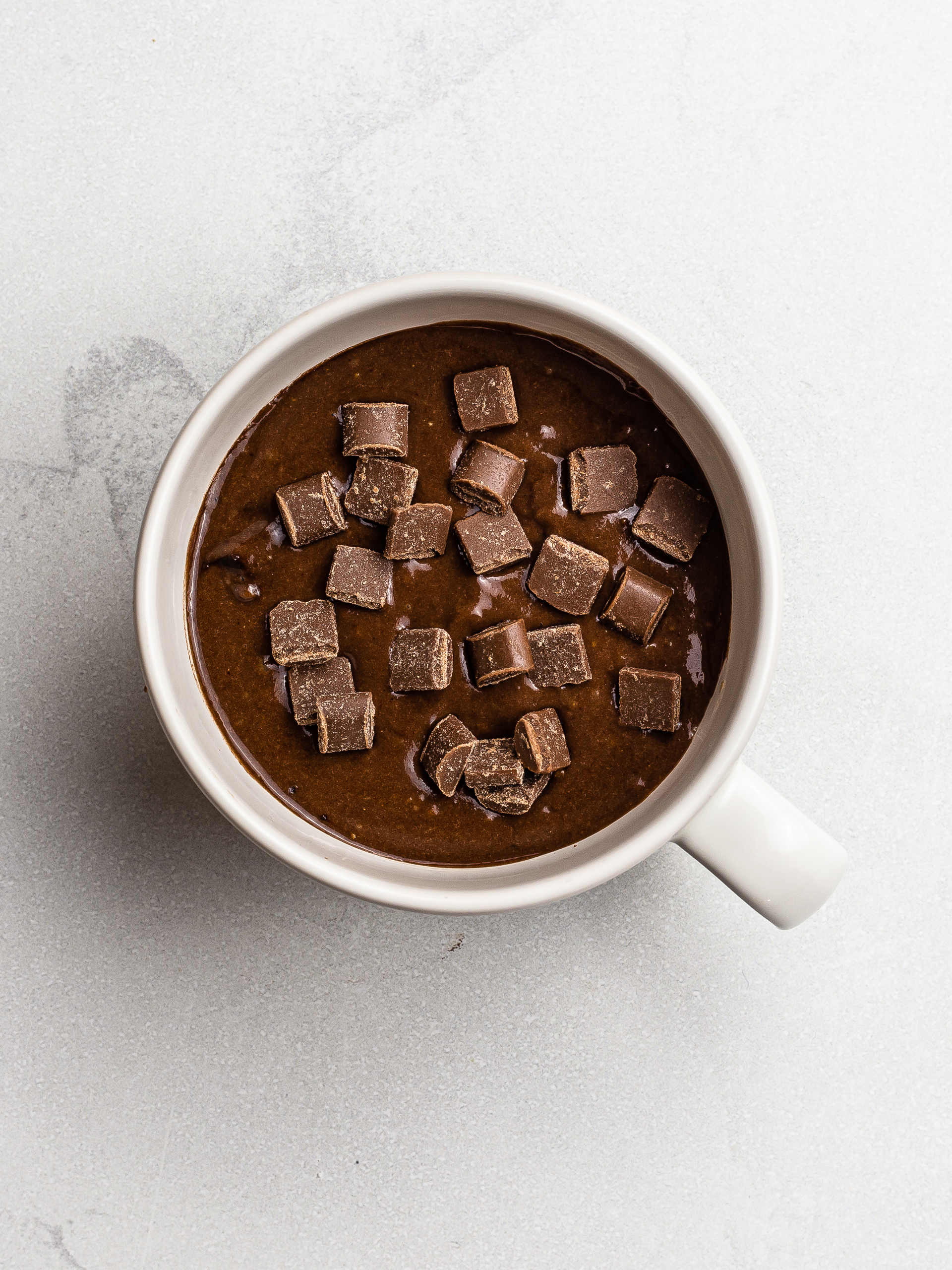 vegan chocolate mug brownie with chocolate chips