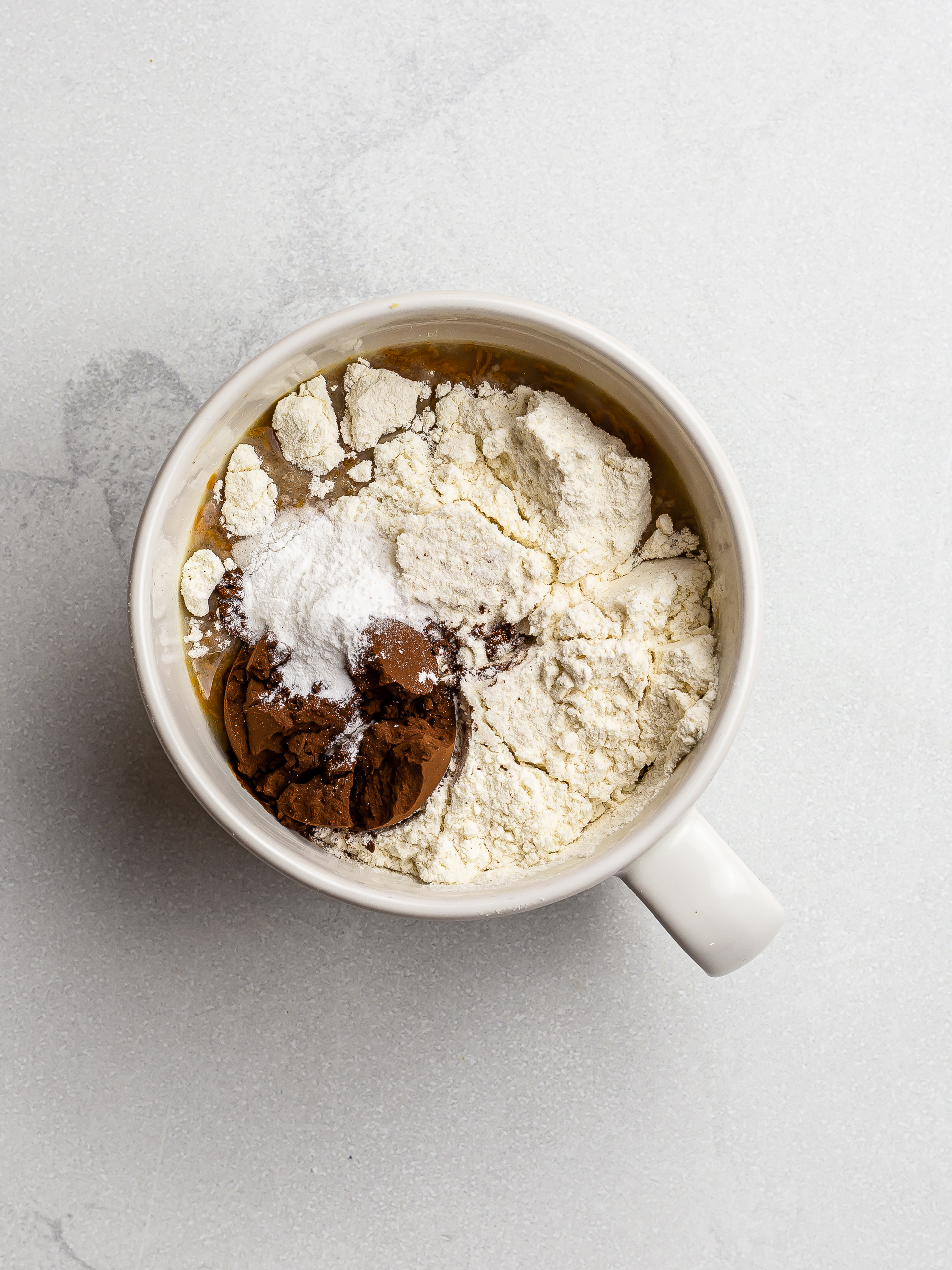vegan mug brownie ingredients in a cup