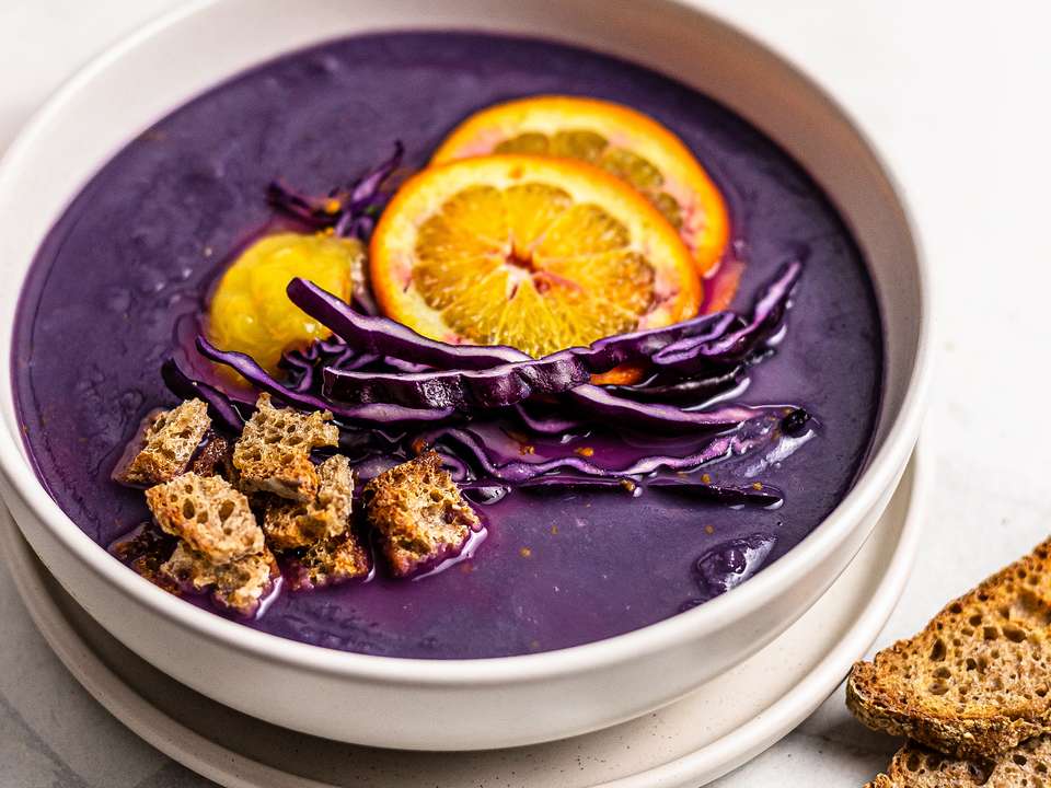 Vegan Red Cabbage Soup with Orange Sauce | Foodaciously