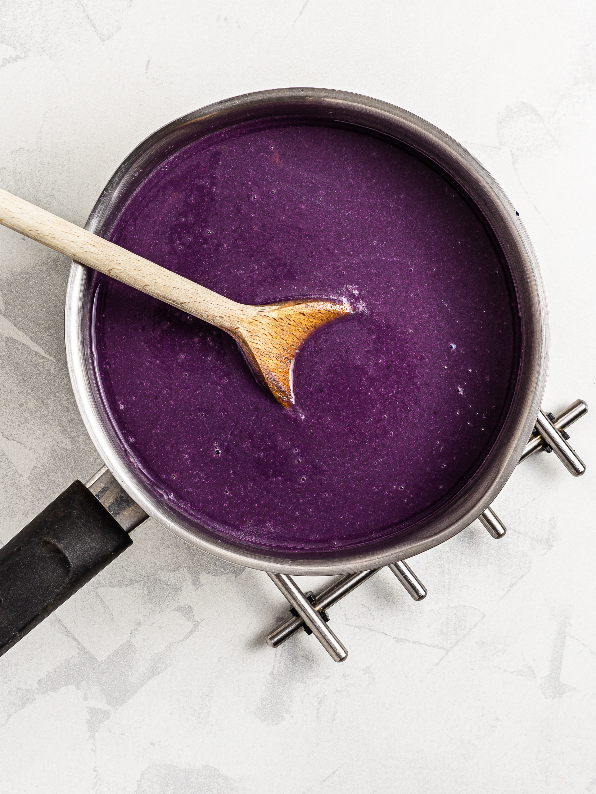 red cabbage soup blended into a velouté