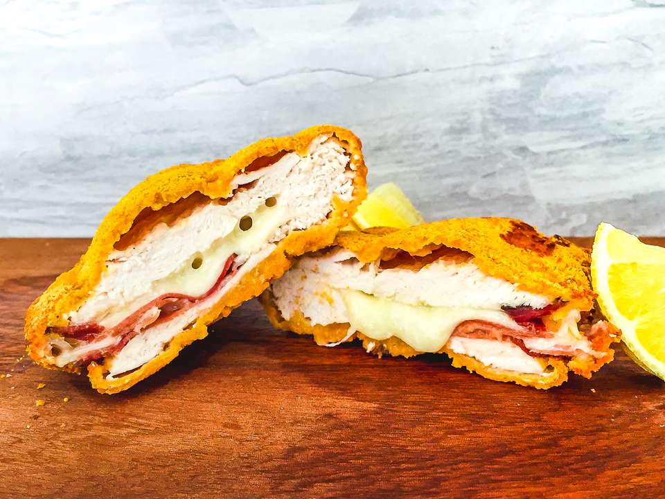 High protein Breaded Chicken Cordon Bleu | Foodaciously