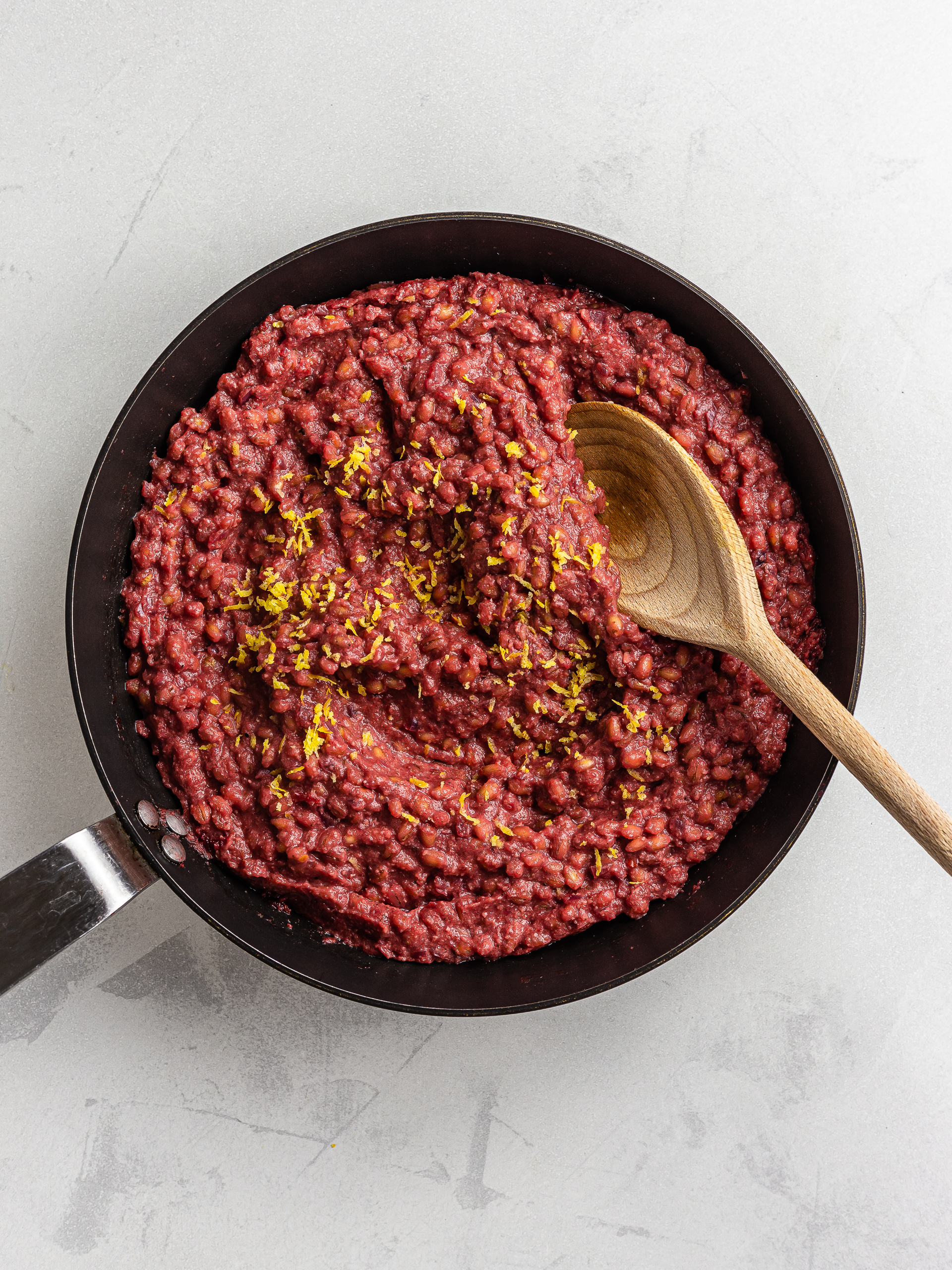 red beet risotto with barley