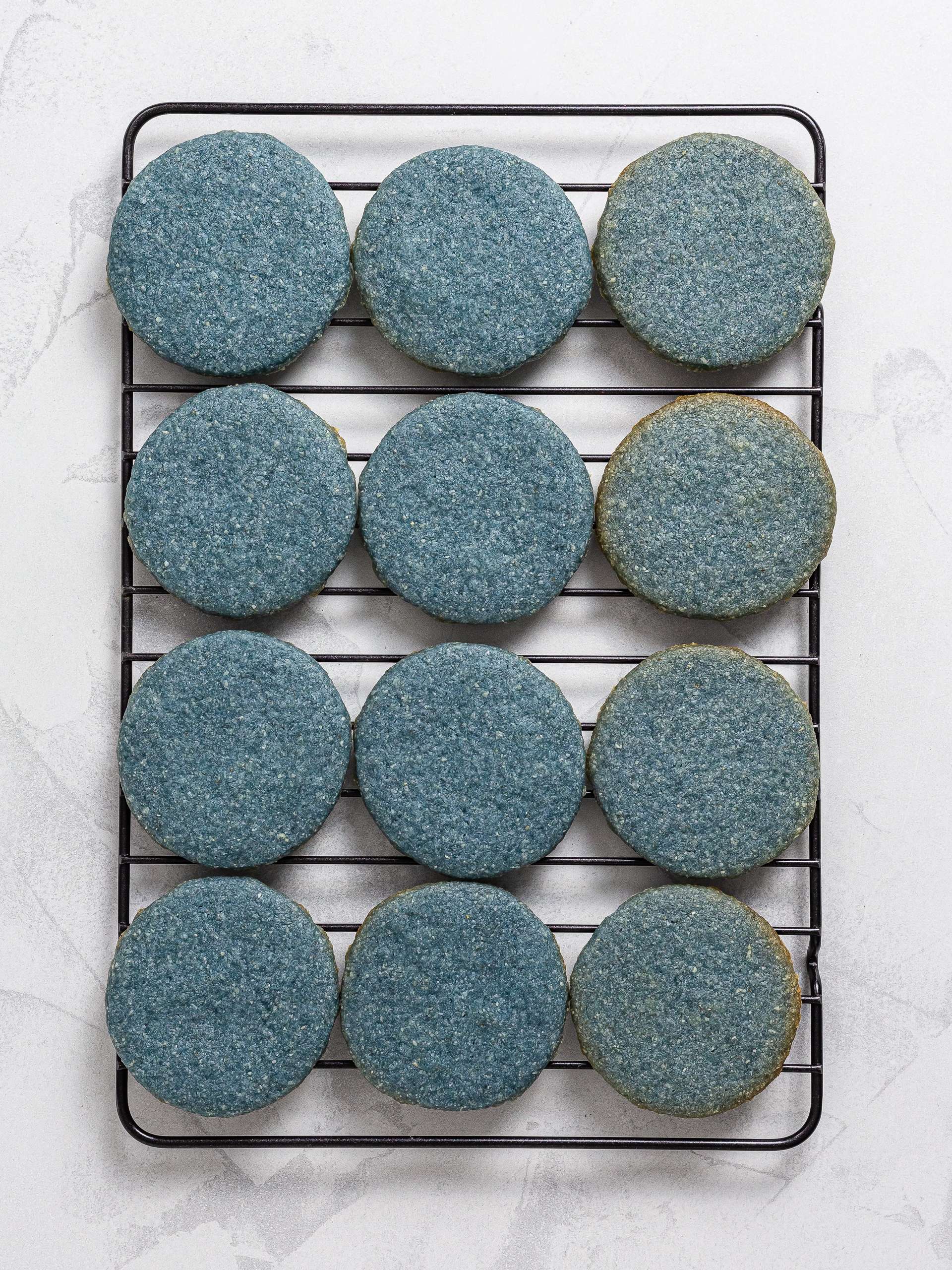baked butterfly pea cookies