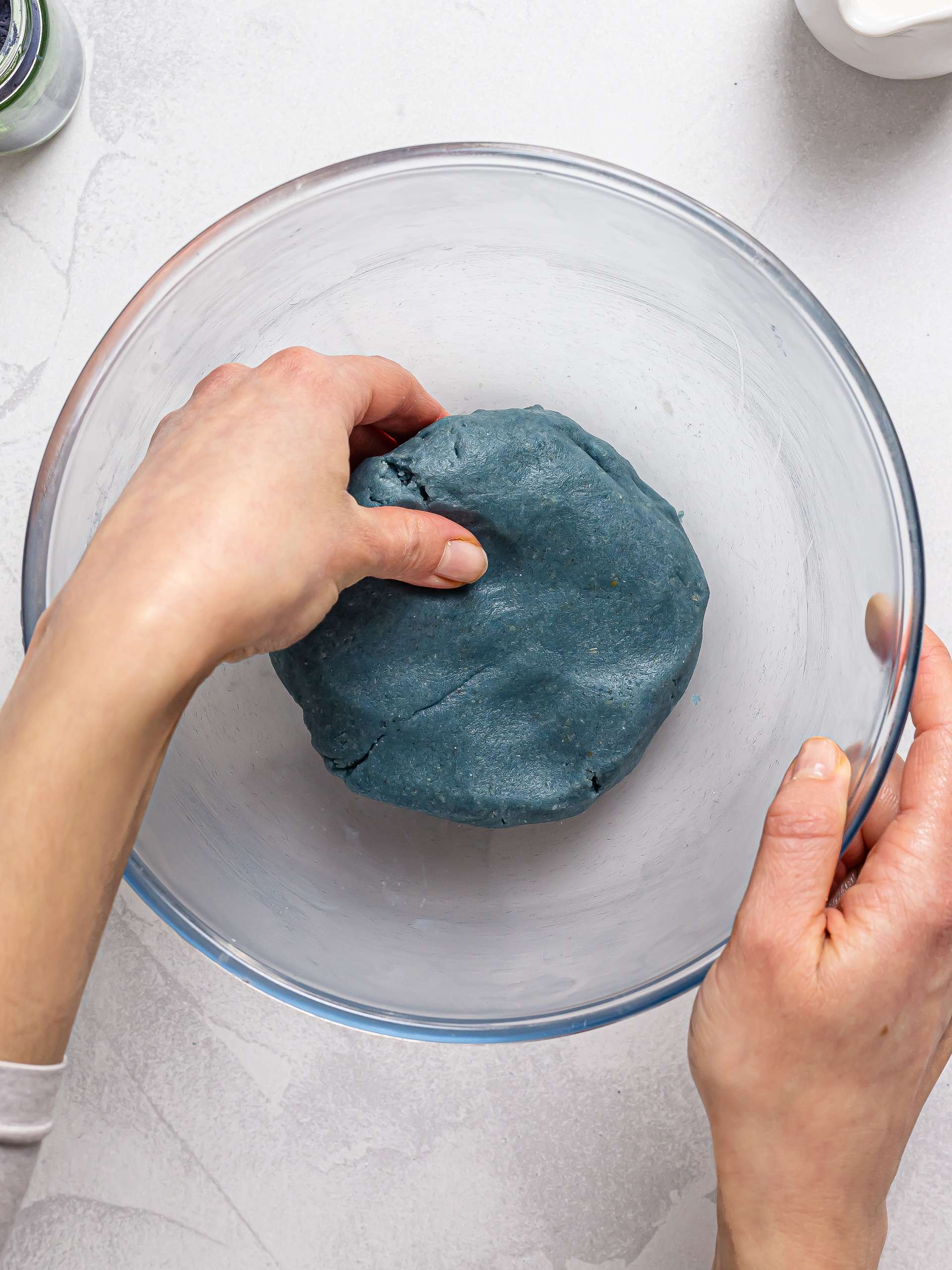 blue cookie dough with butterfly pea powder
