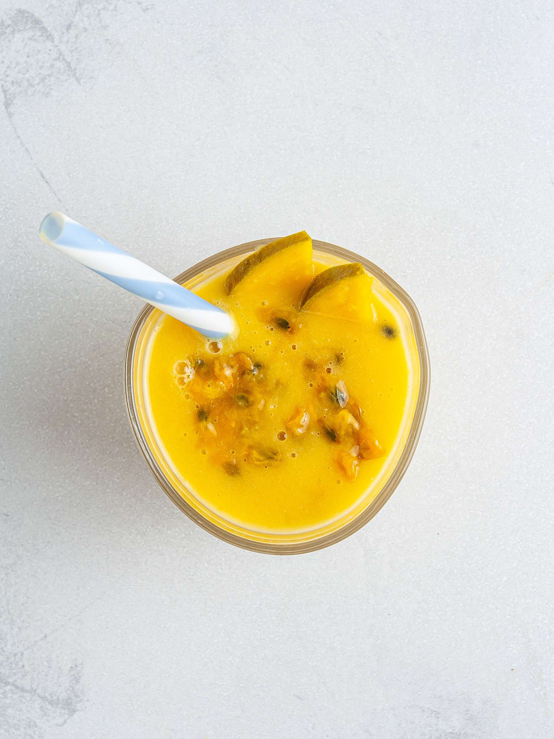 Guava mango smoothie with passion fruit
