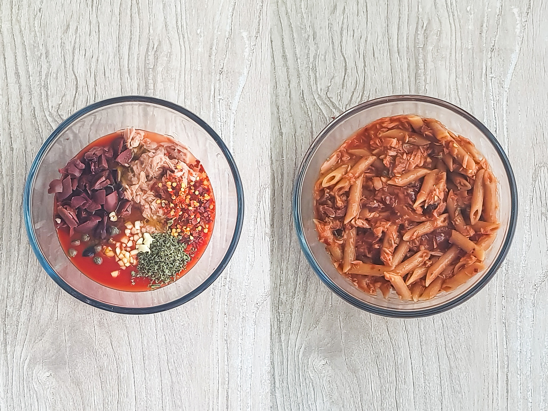 Step 1.1 of Spicy Tuna and Tomato Pasta Bake with Black Olives 