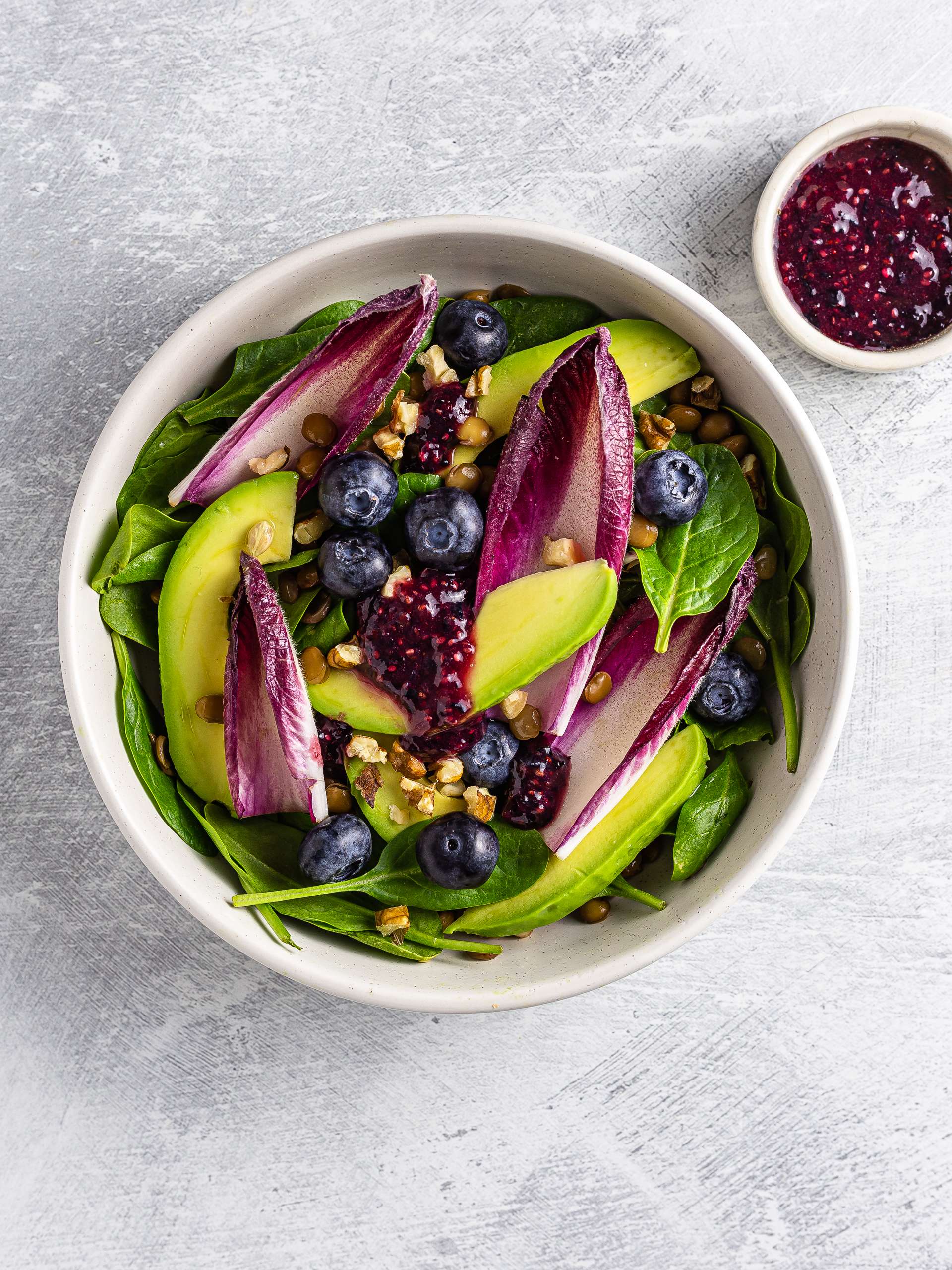 chicory salad with blueberry dressing