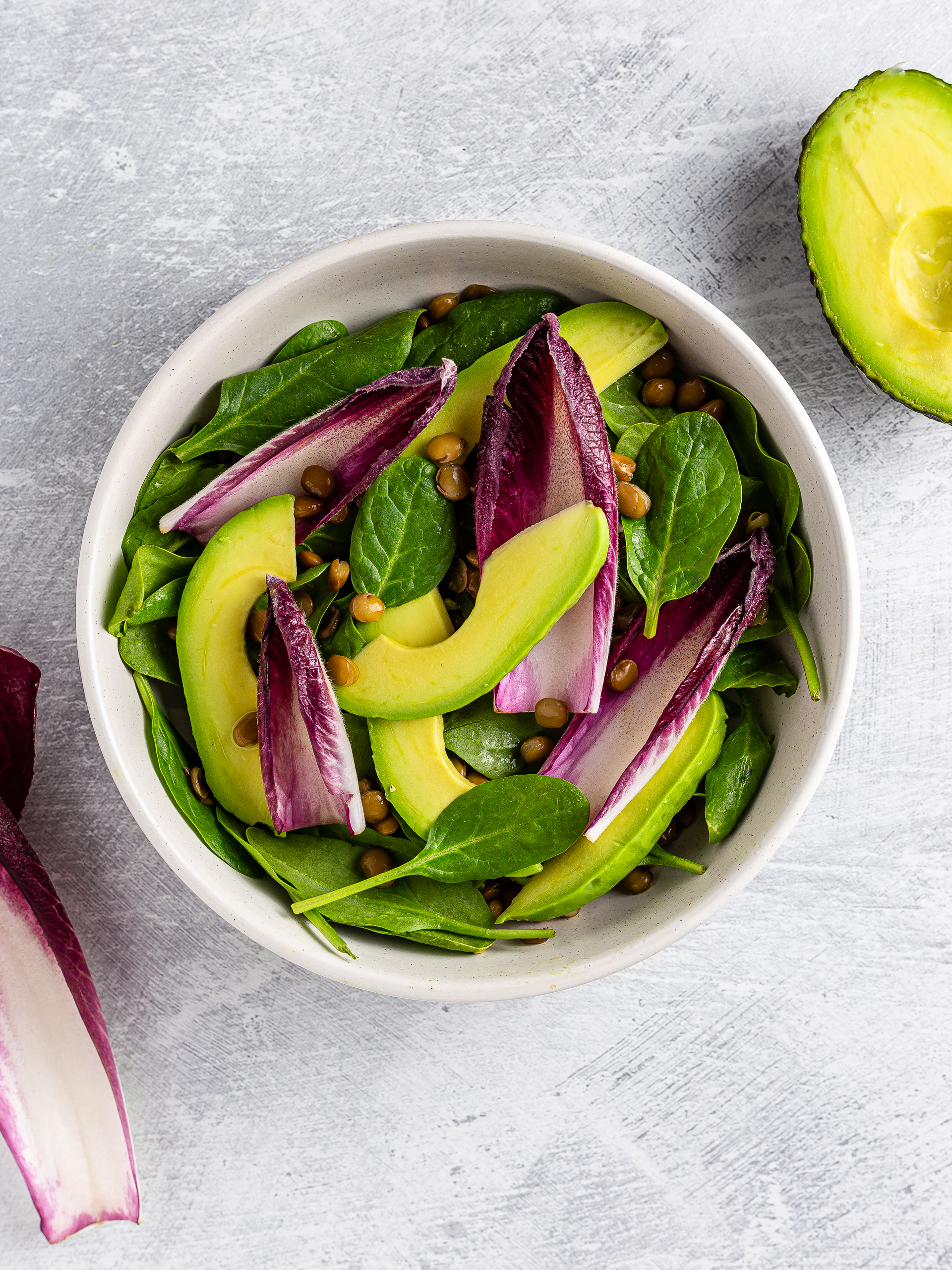 red chicory and avocado salad