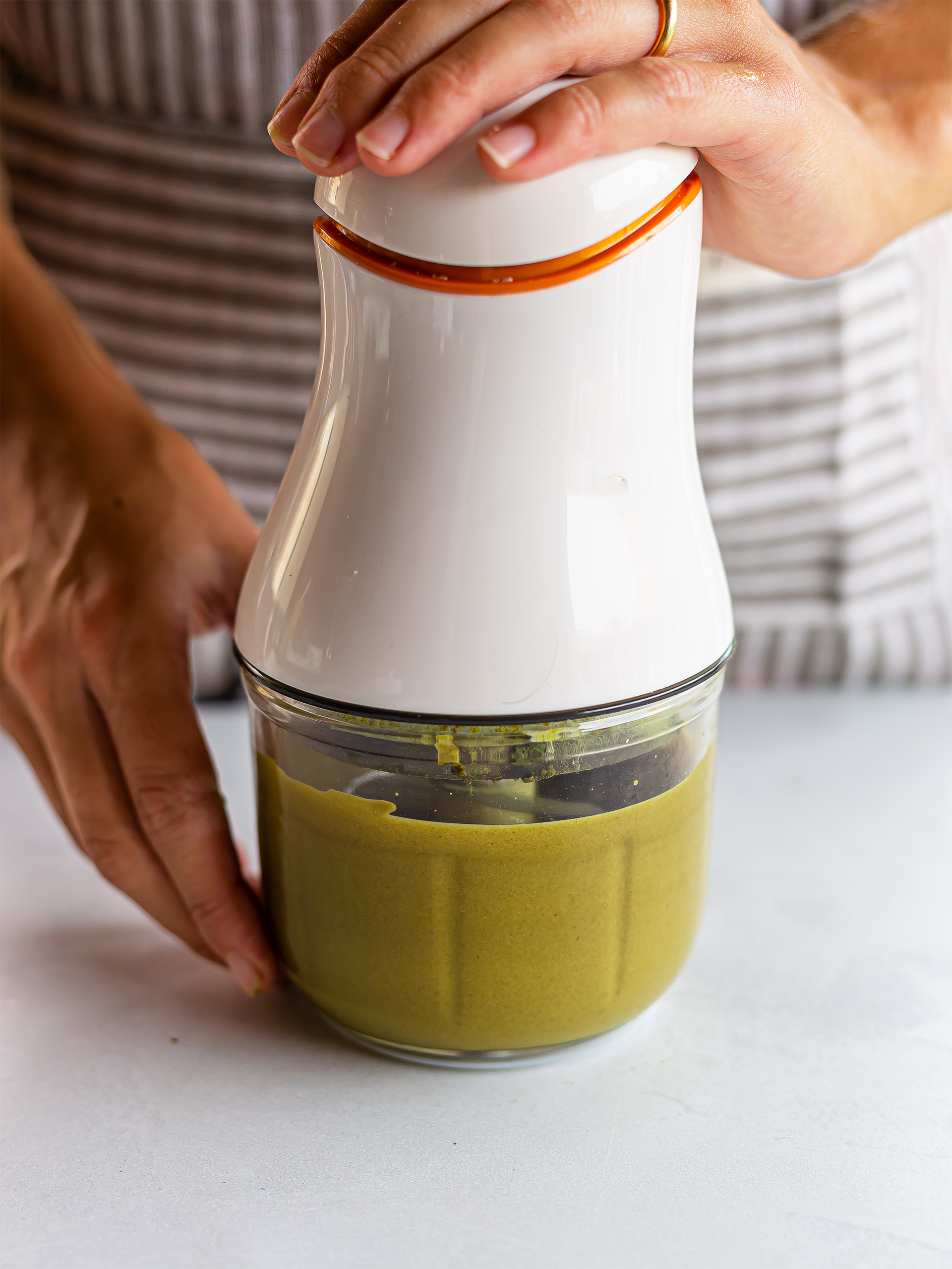 matcha spread blended in a food processor