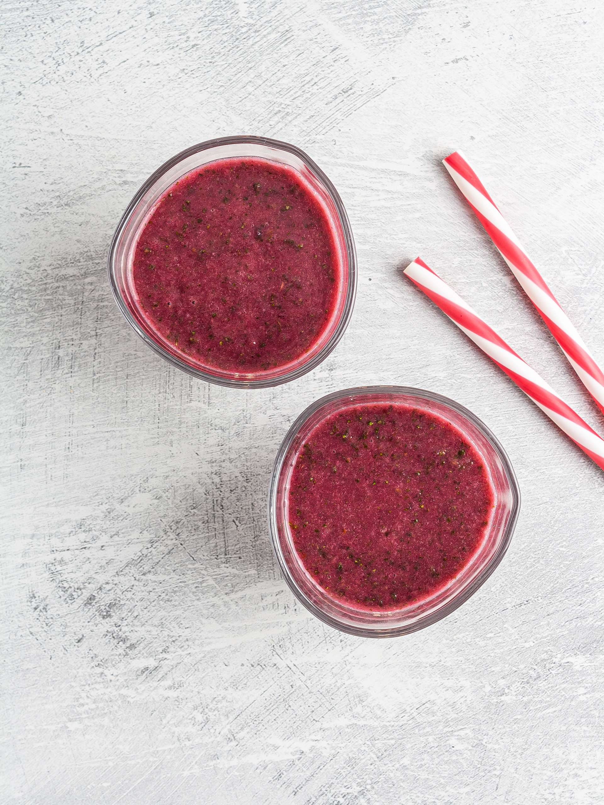Beet and kale smoothie in a glass