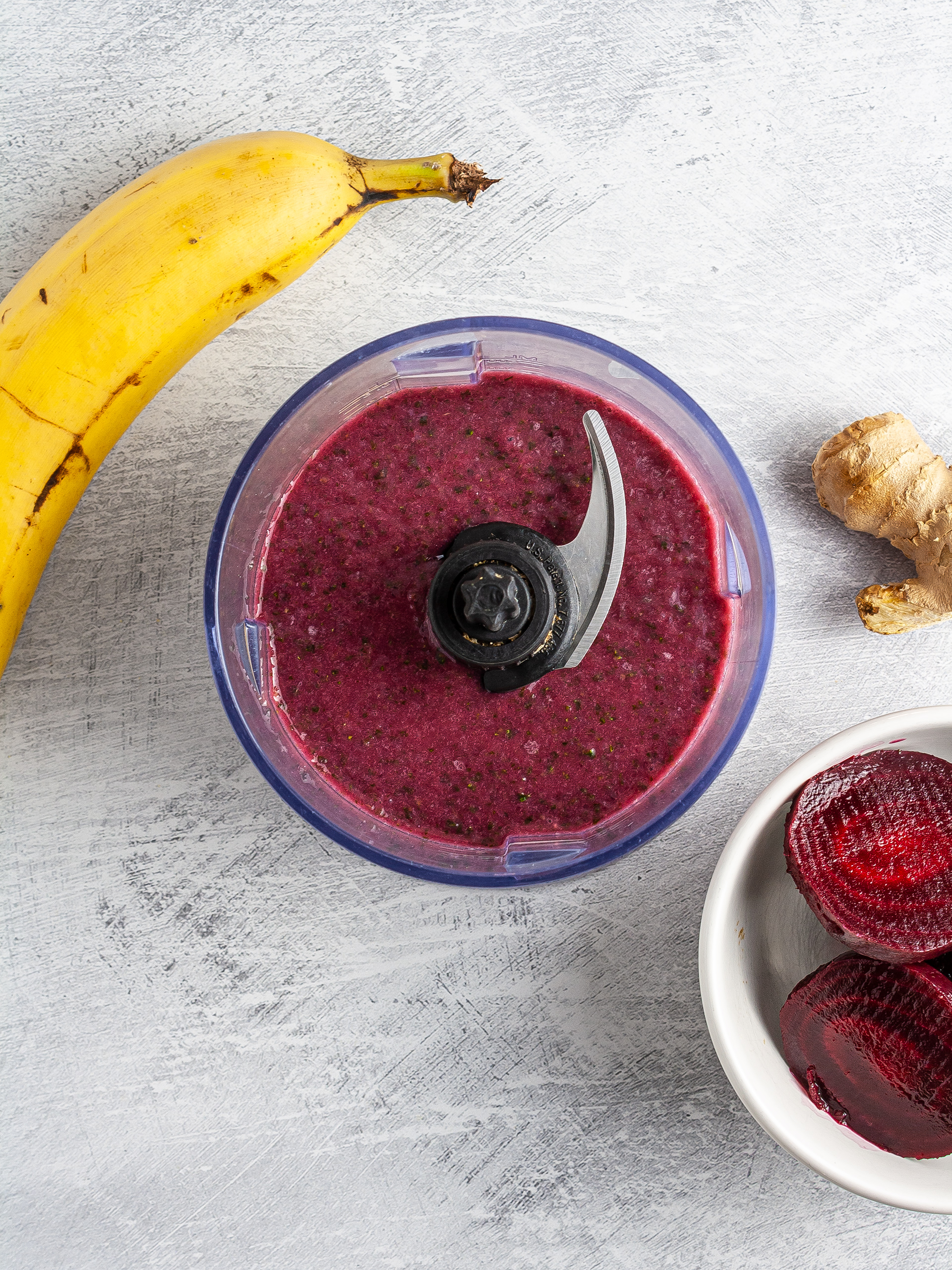 Beet and kale smoothie in a blender
