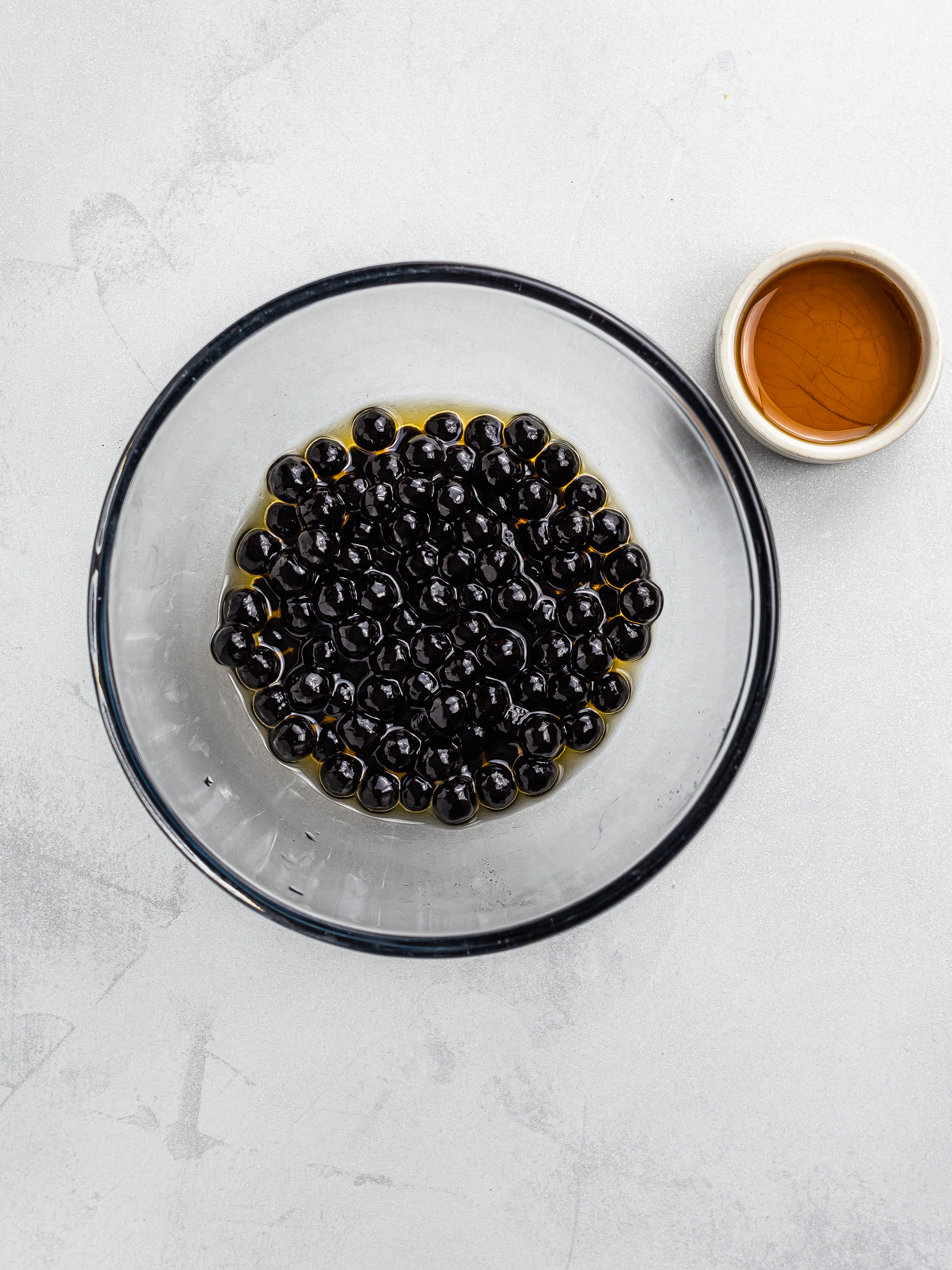 cooked tapioca pearls with maple syrup