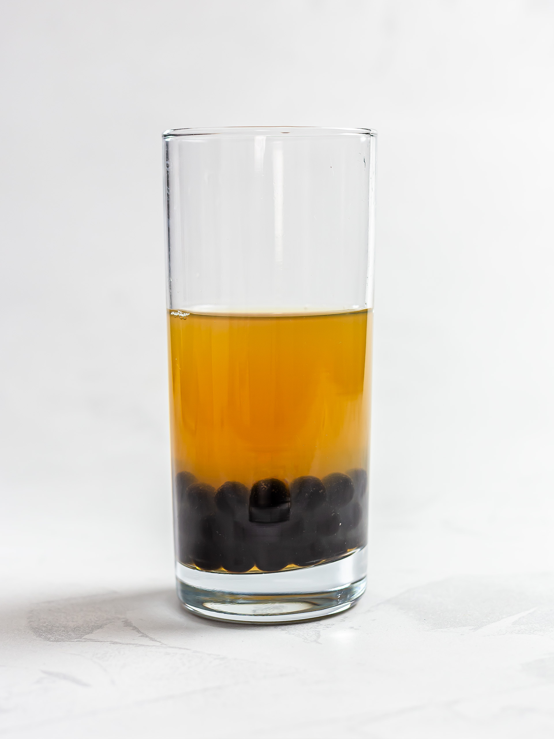 tapioca balls and green tea in a glas