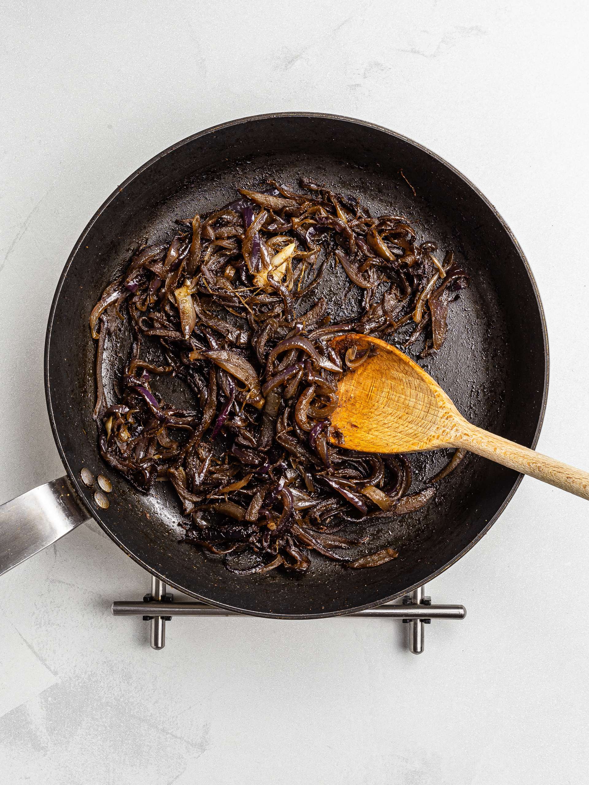 caramelised onions in a skillet