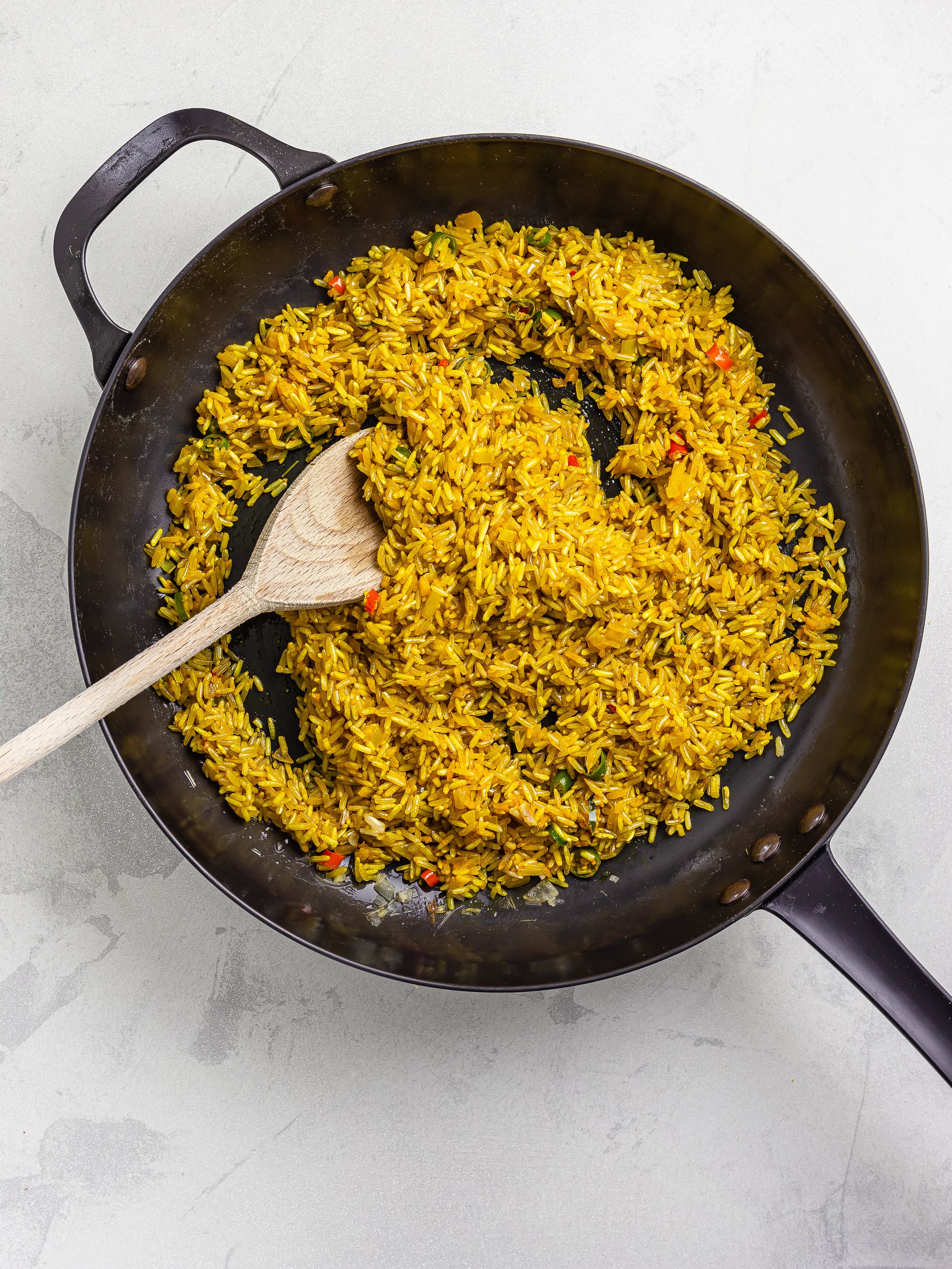 brown rice sautéed with turmeric