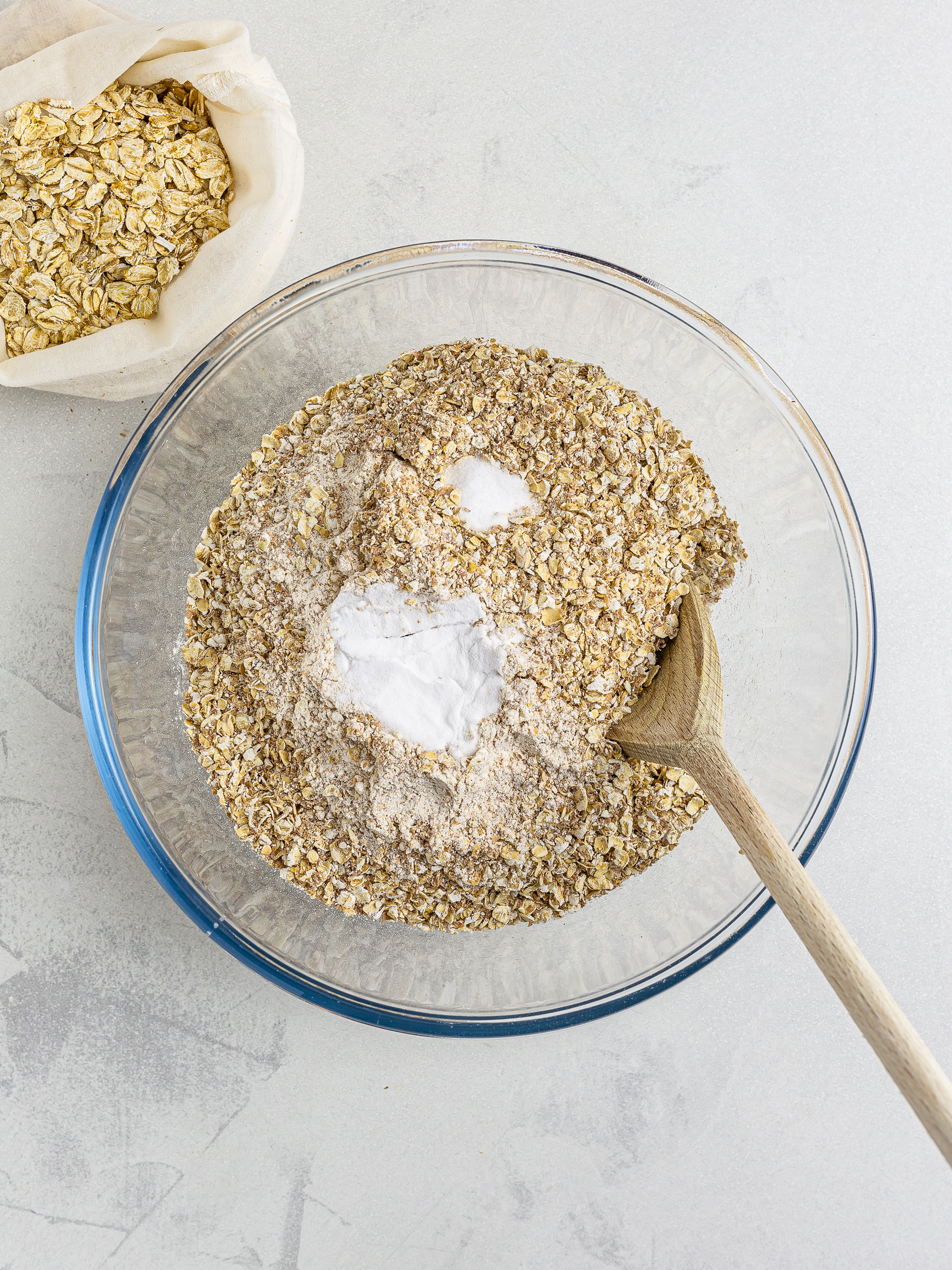 Wholemeal flour and oats for soda bread dough