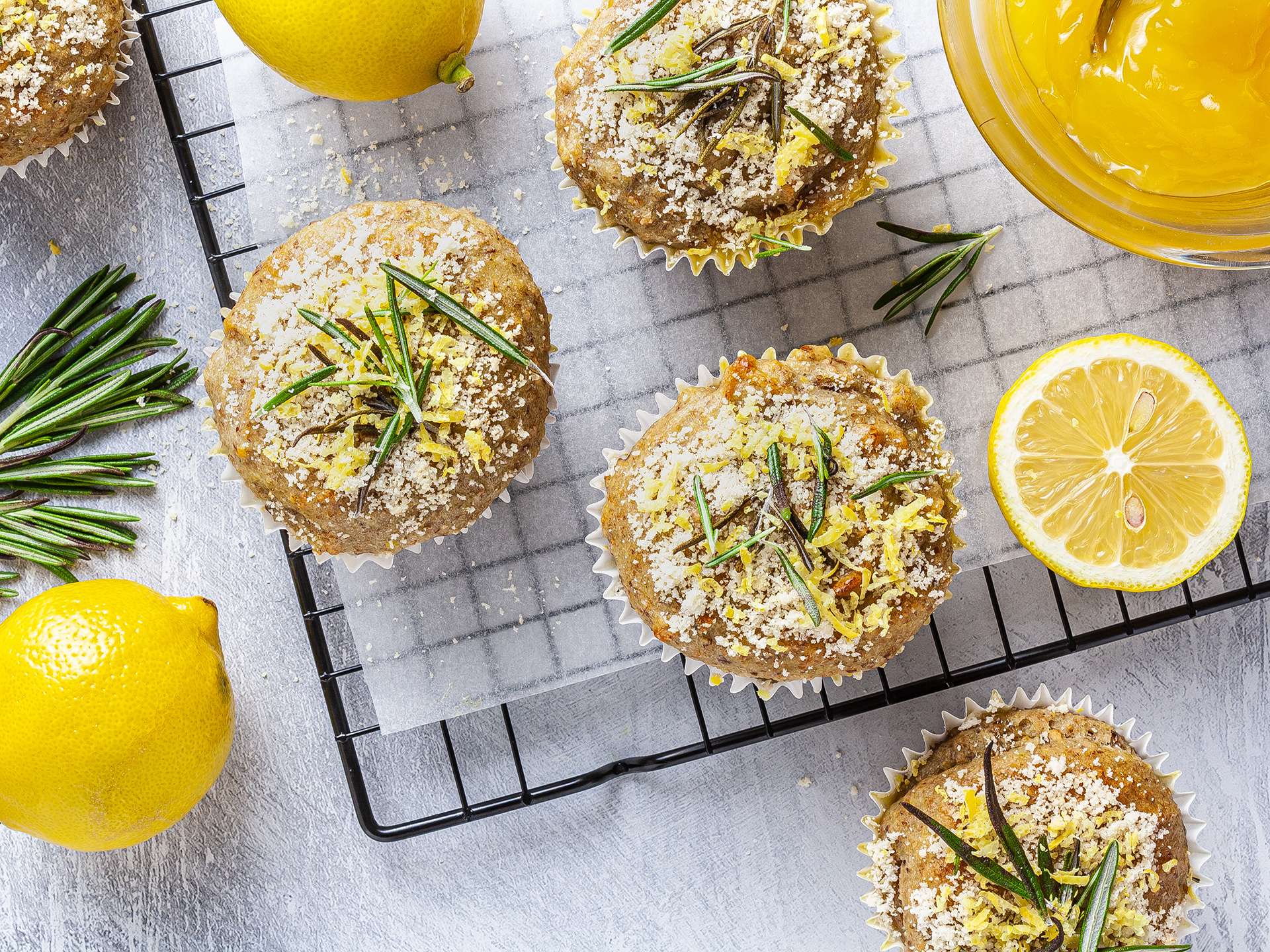 {Vegan, Sugar-Free} Lemon Rosemary Muffins Recipe