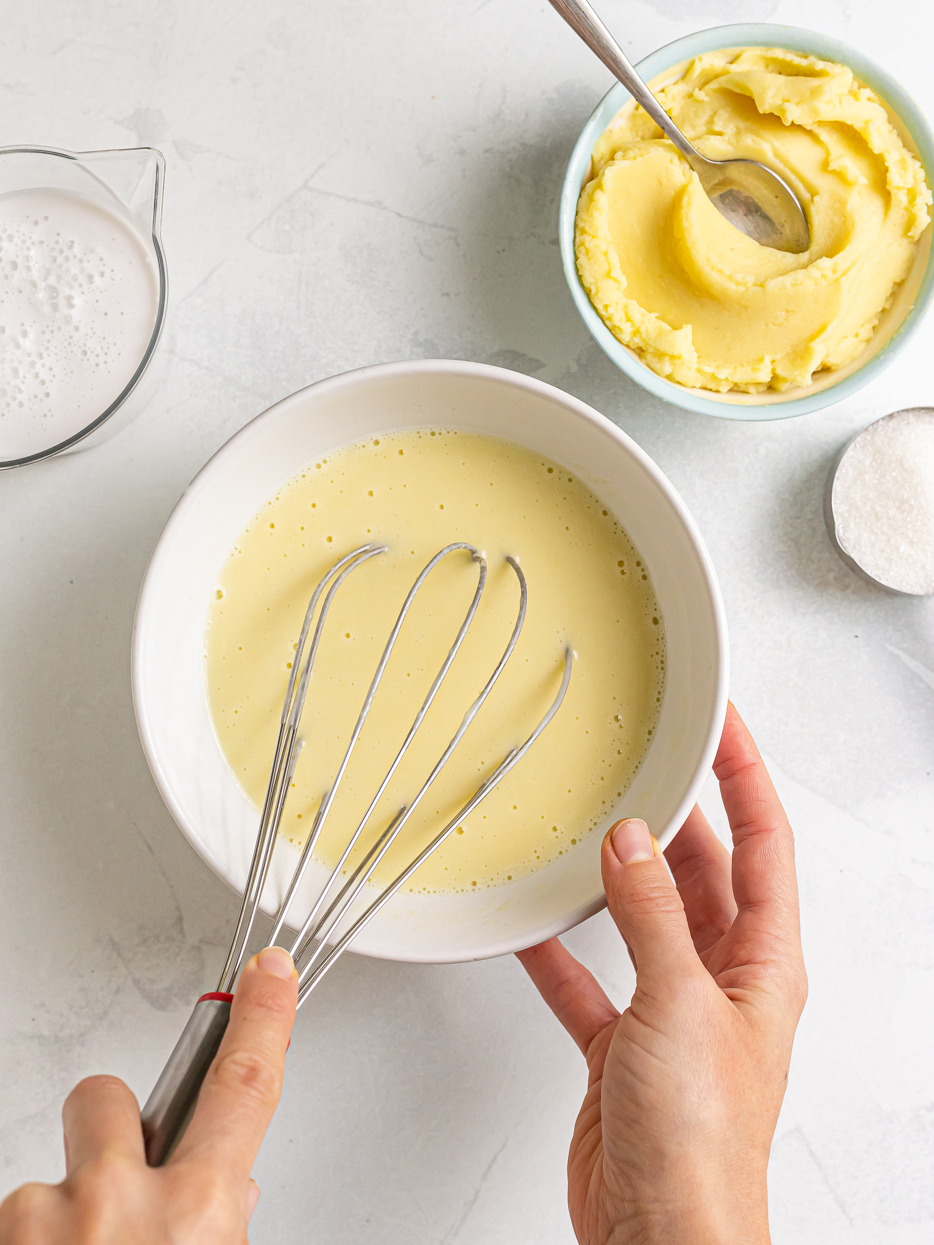 yellow mung bean paste added to coconut milk for ice cream