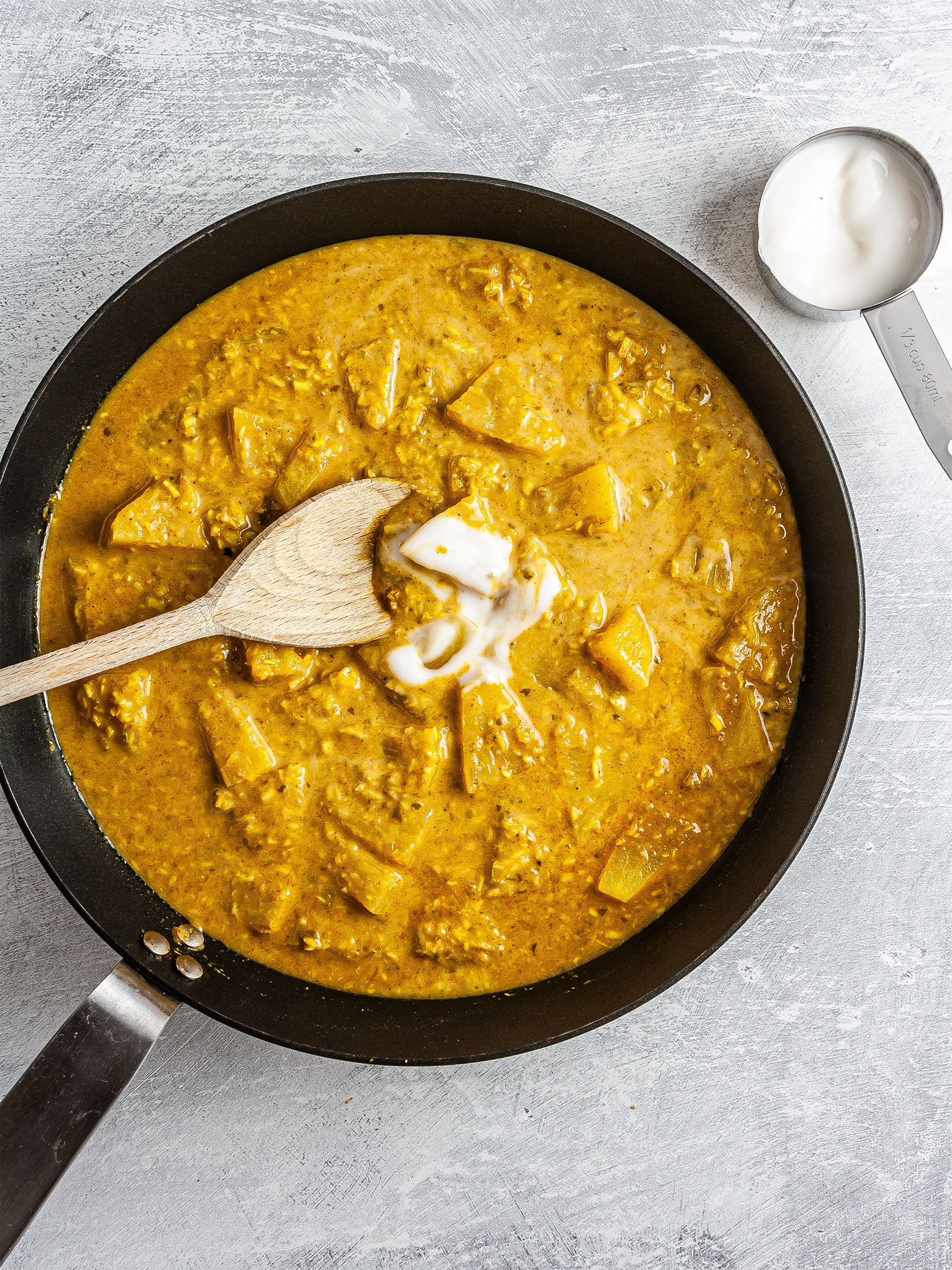 Pineapple pachadi curry with coconut yogurt