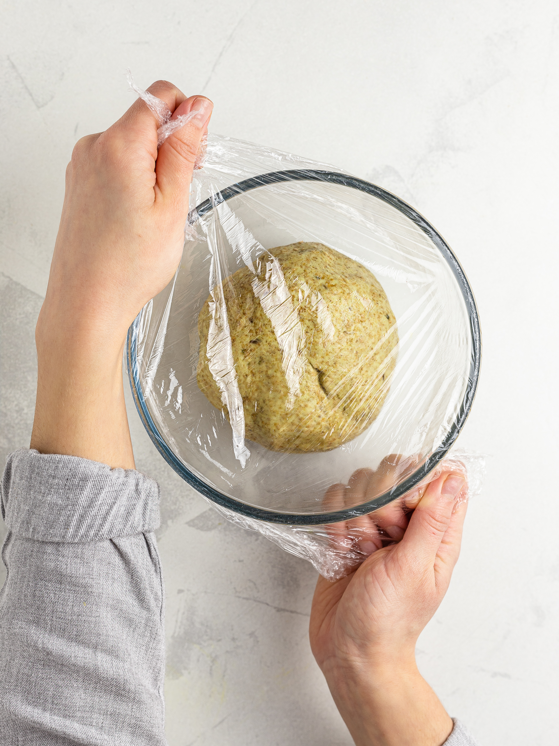 wrapping chapati dough in cling film