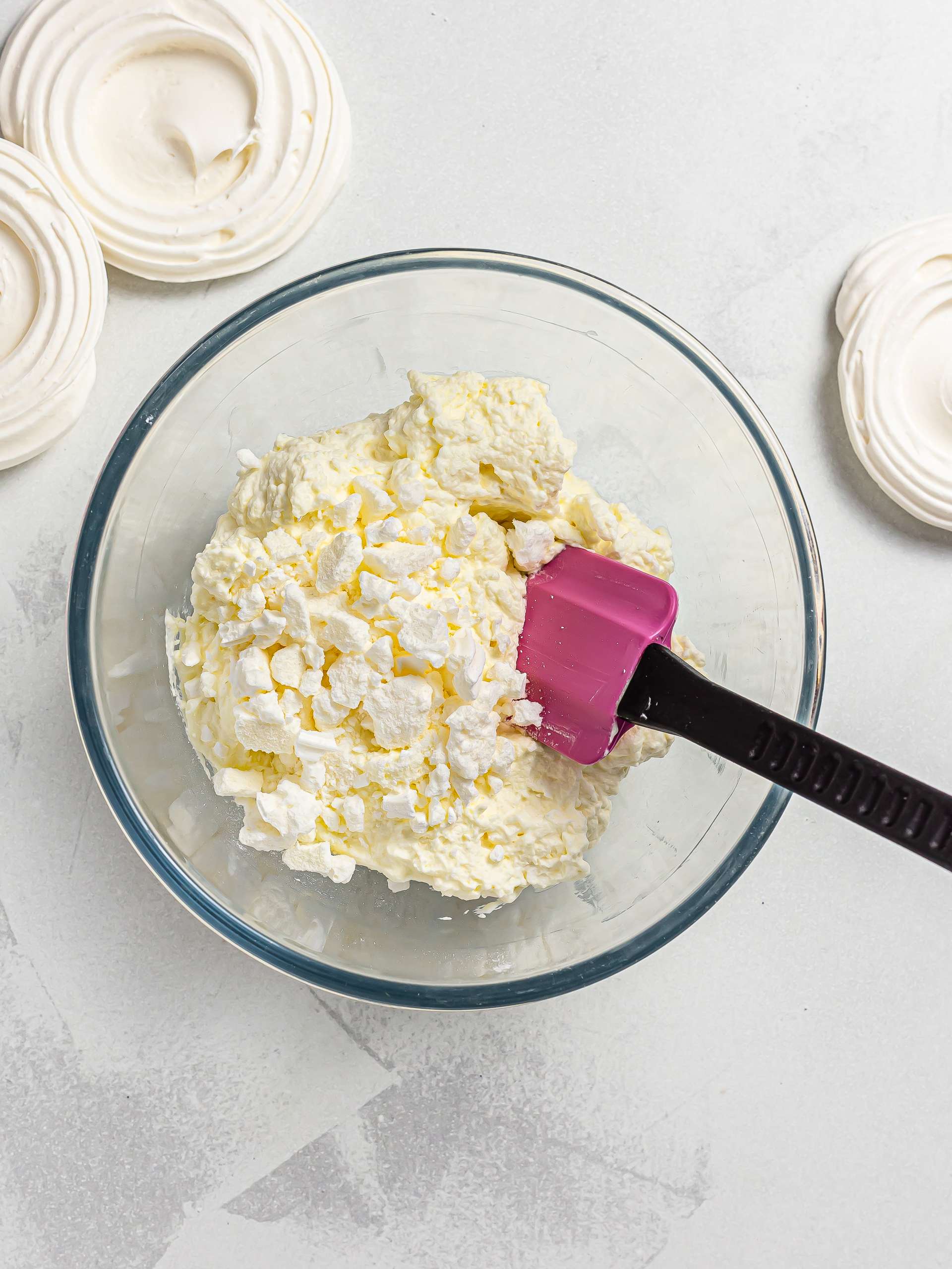 mont blanc tart filling cream with meringues