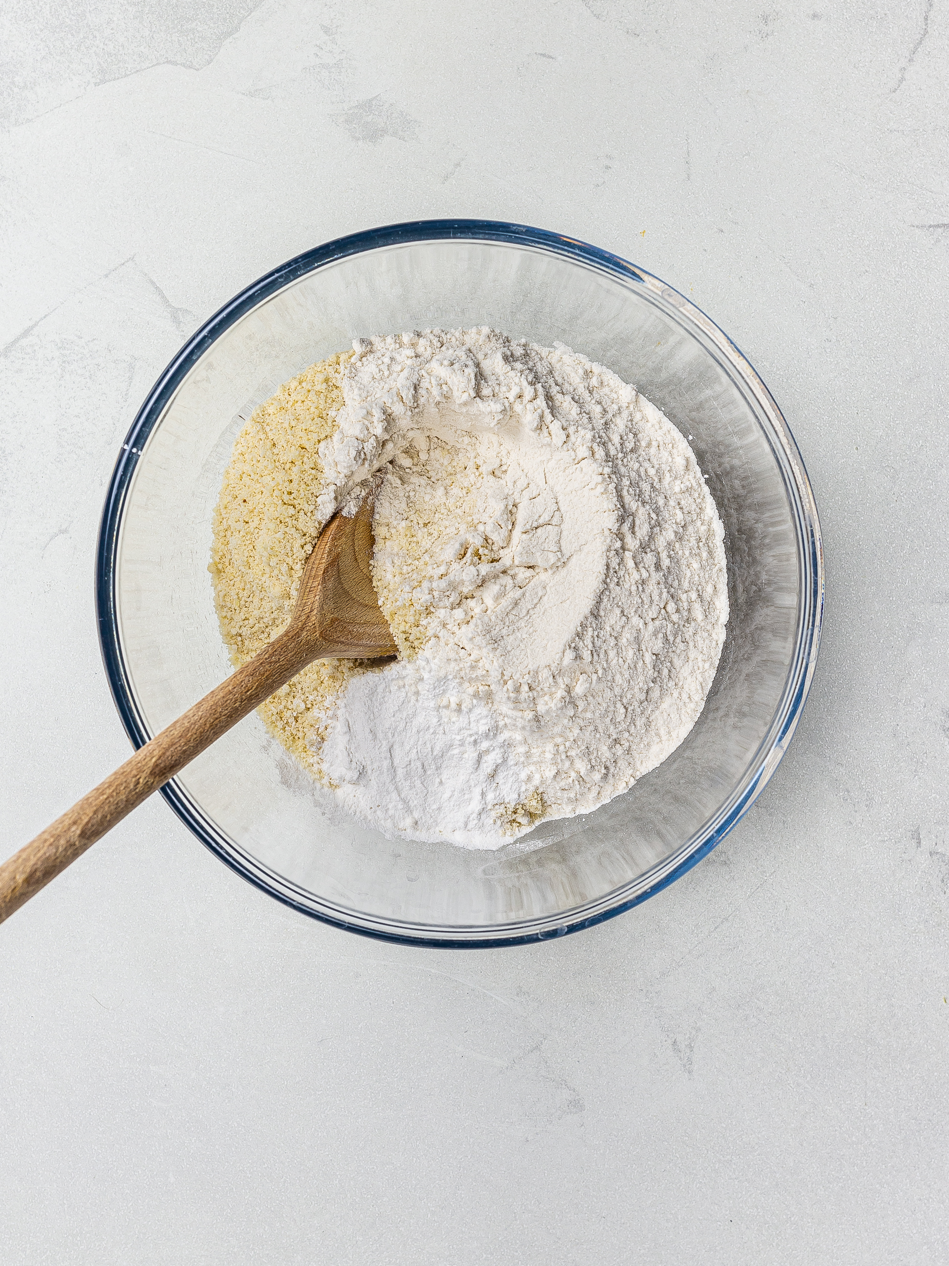 rice flour and almond flour in a bowl