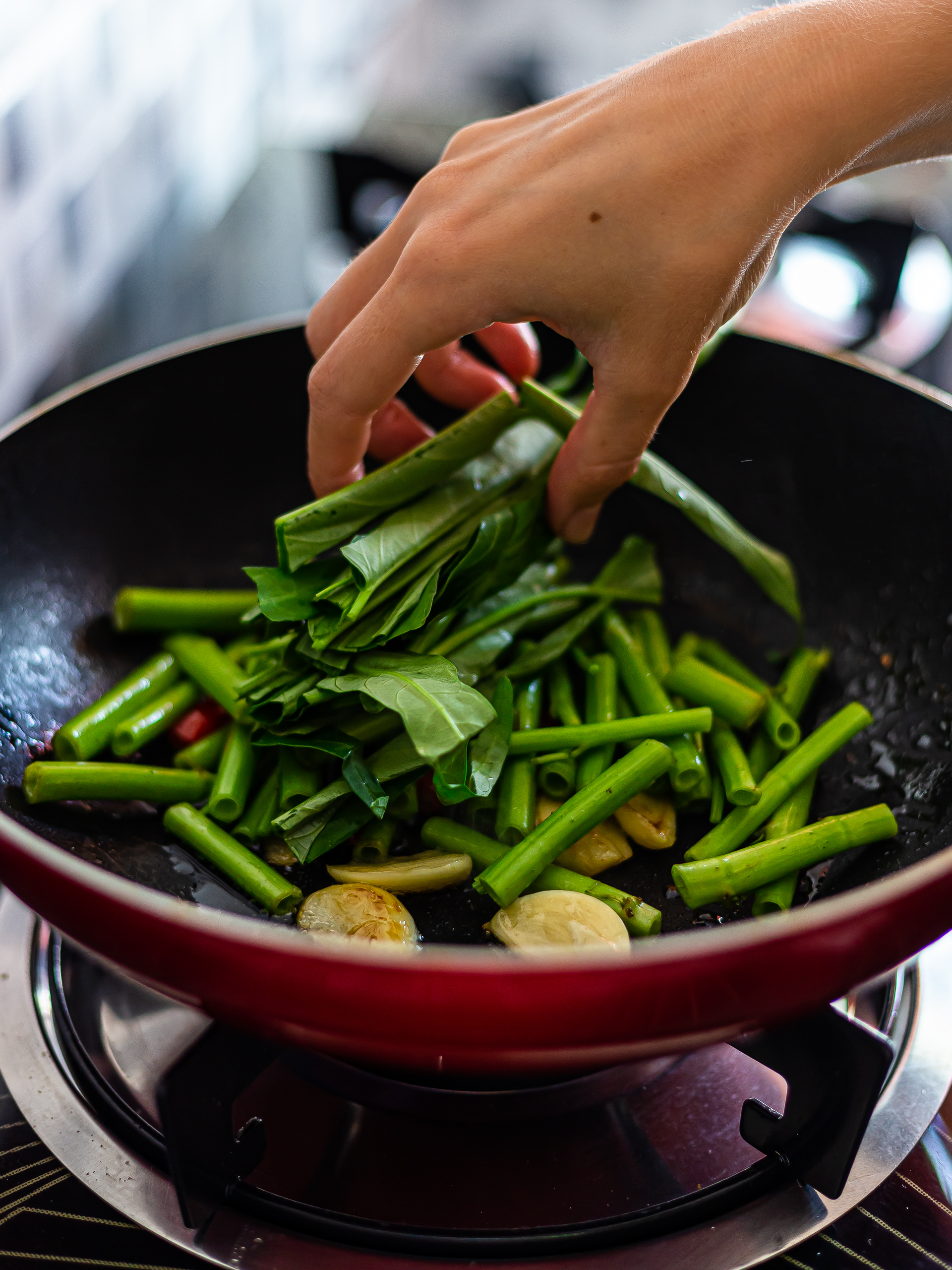 morning glory frying in a pan