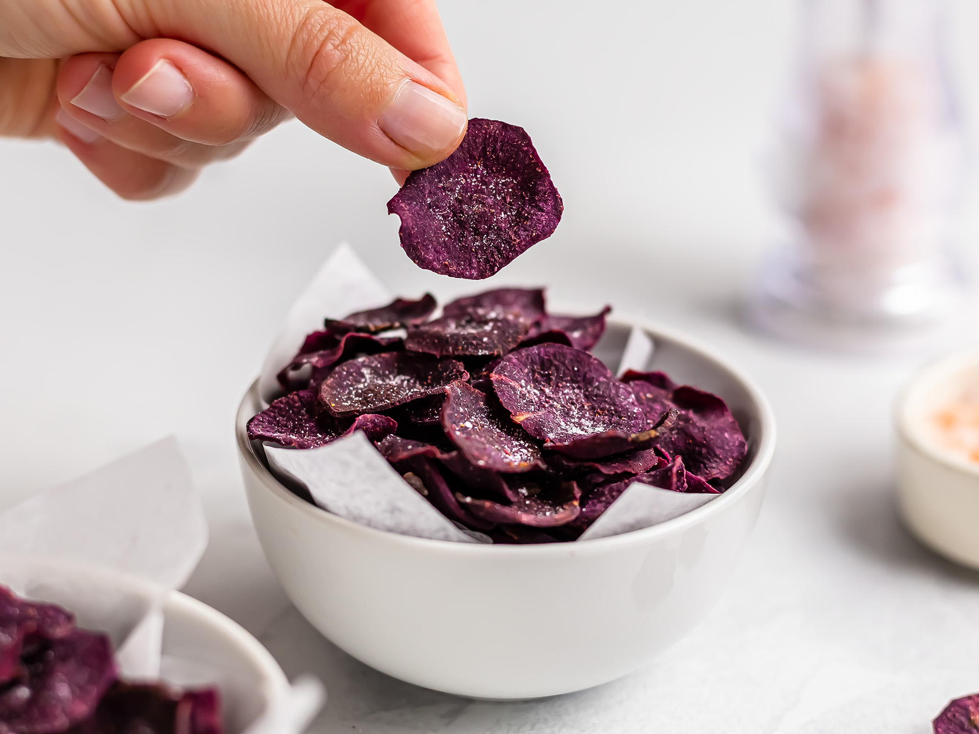 Baked Purple Sweet Potato Chips | Foodaciously