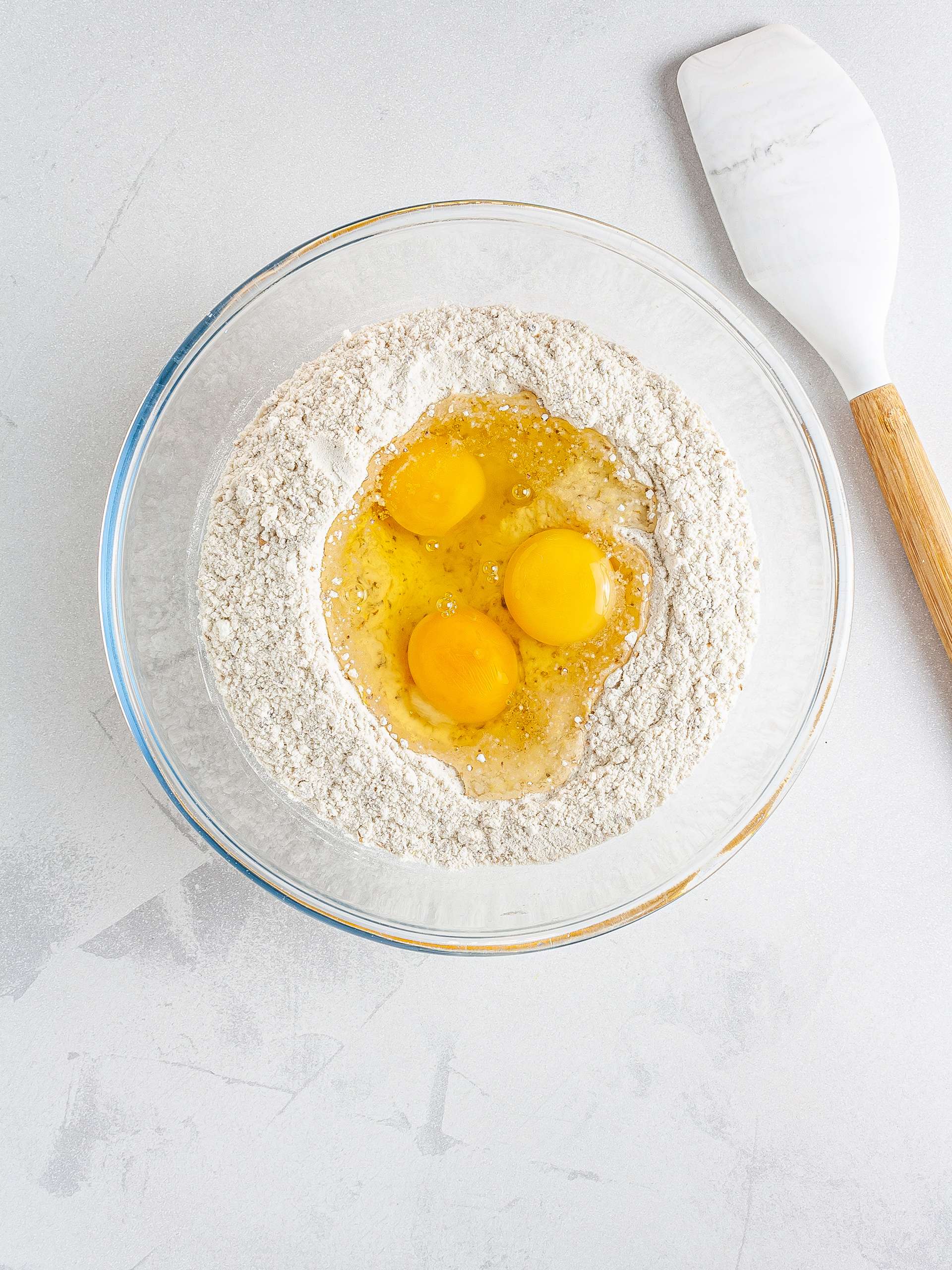 Eggs and flour in a bowl
