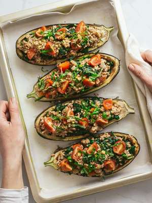 Keto Stuffed Eggplant Recipe | Foodaciously