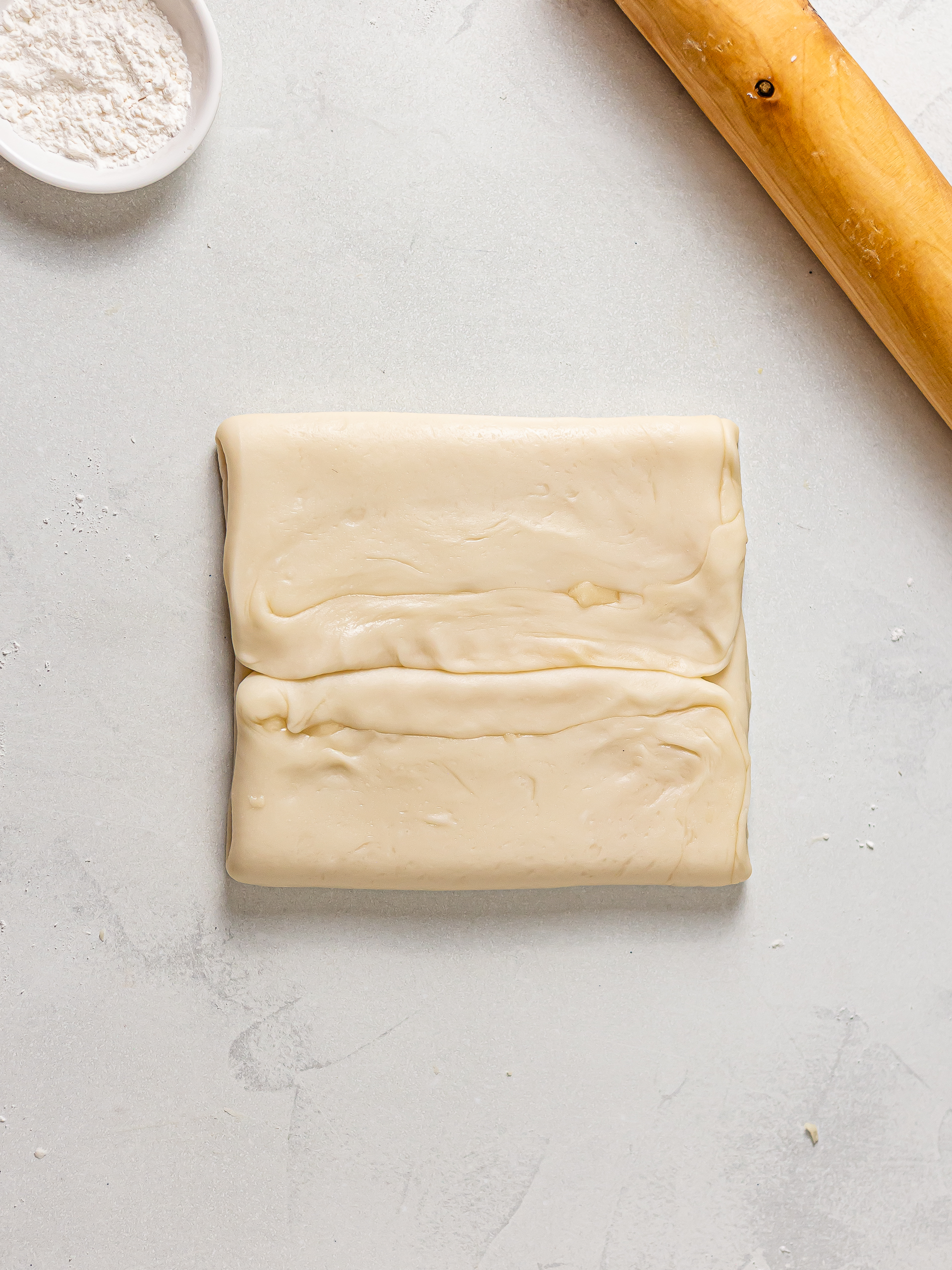 remaining dough folded over for lamination