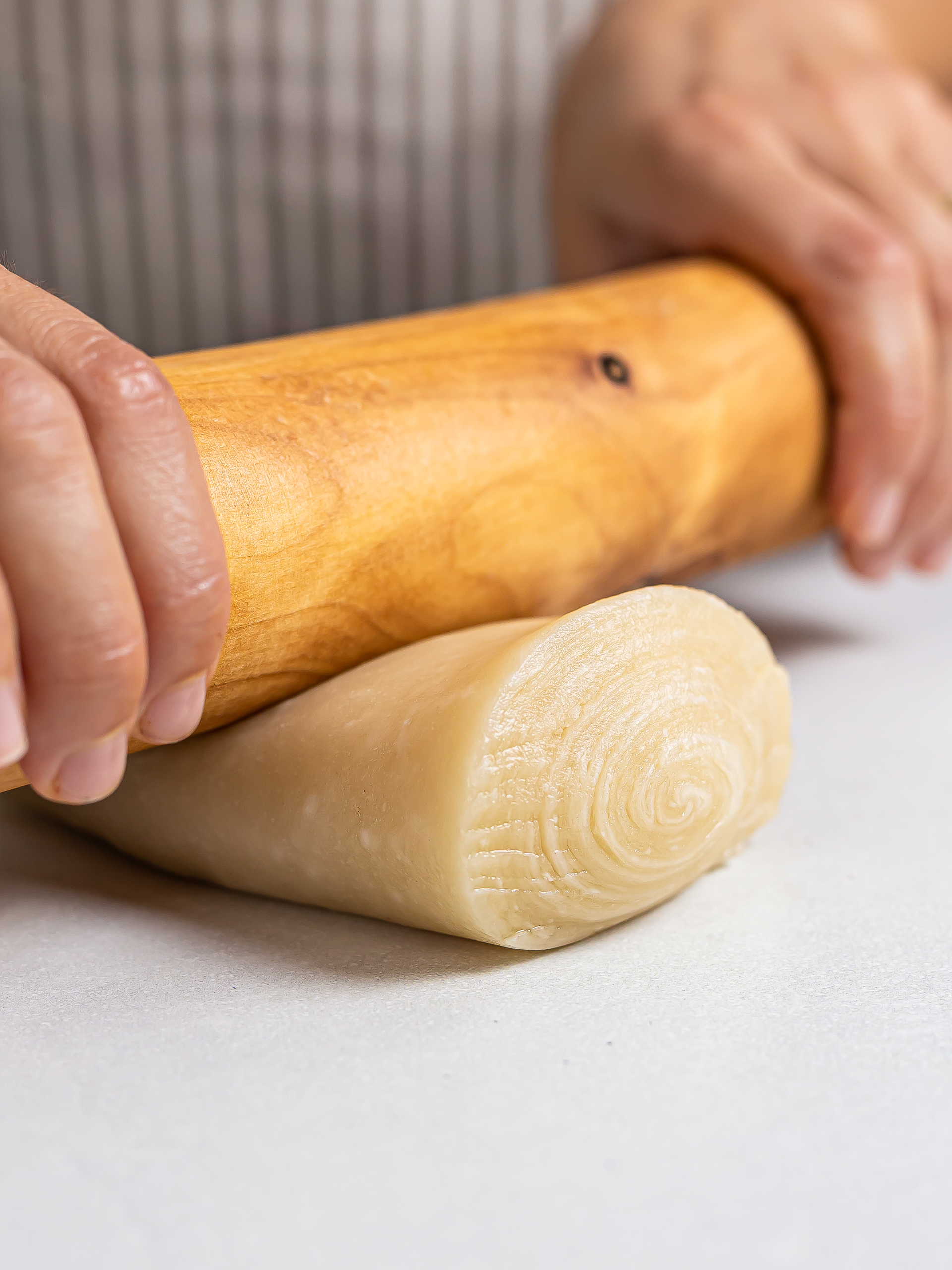 rolled hopia dough pressed with a rolling pin