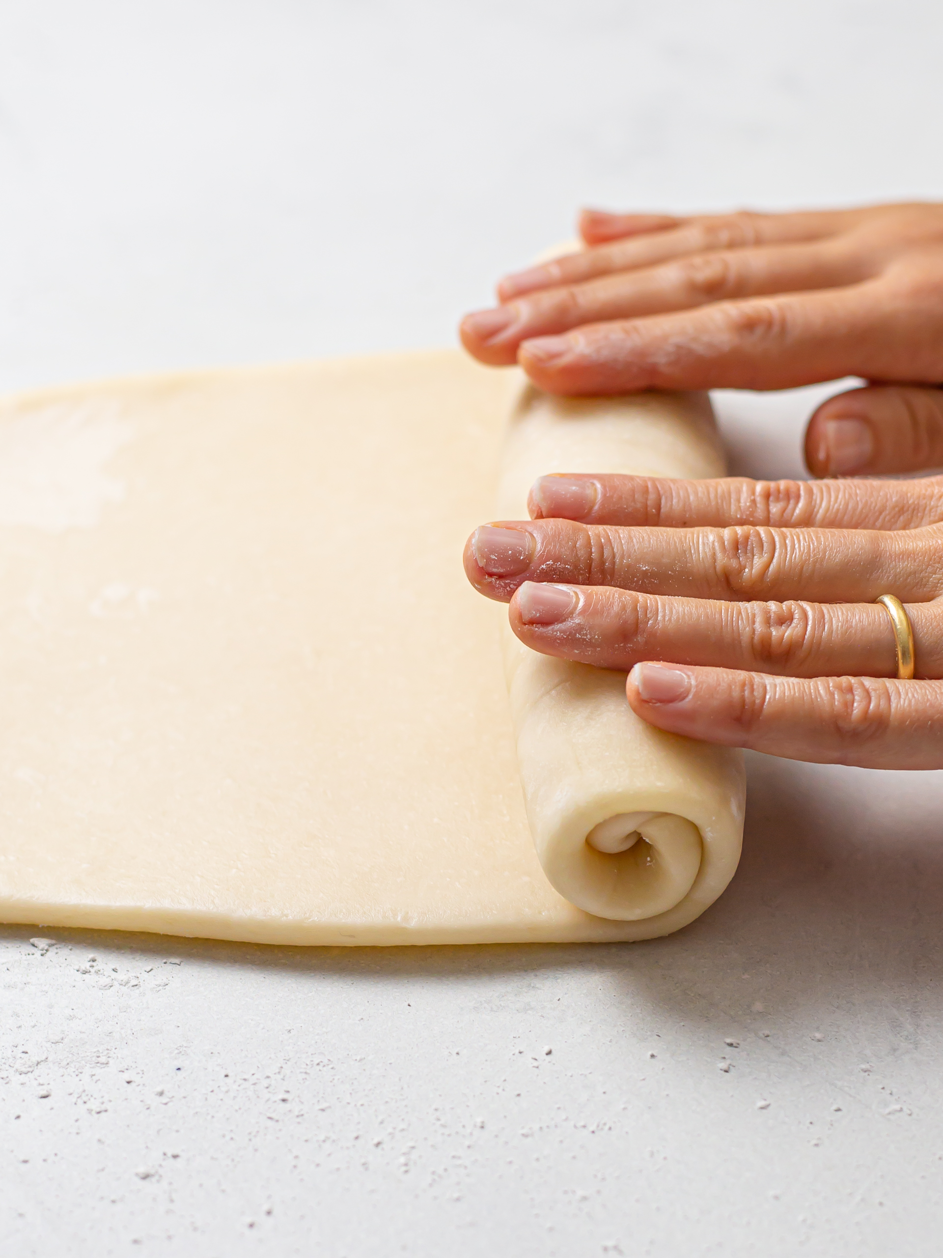 hopia dough rolled for lamination