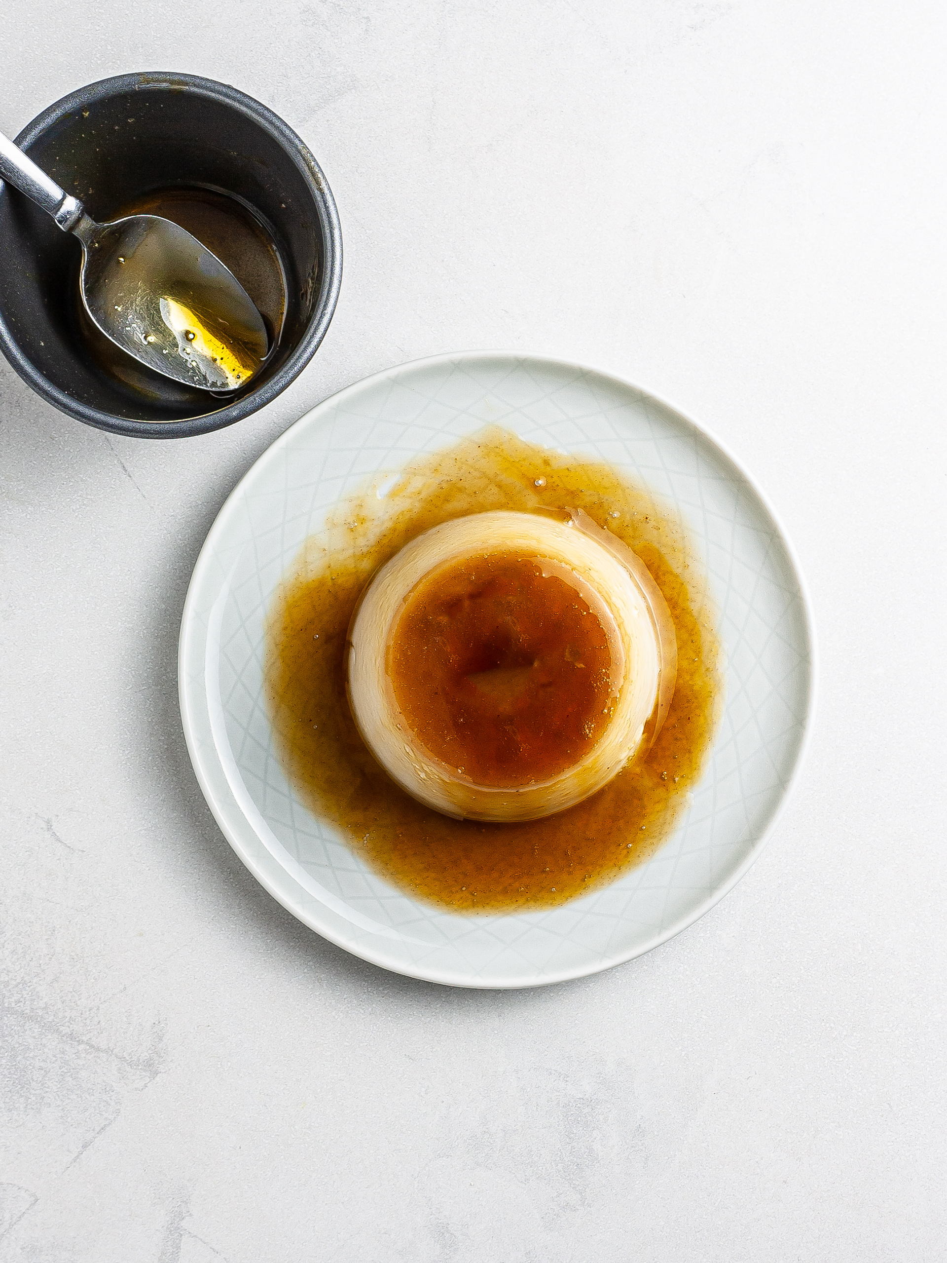 Flipped flan onto a plate