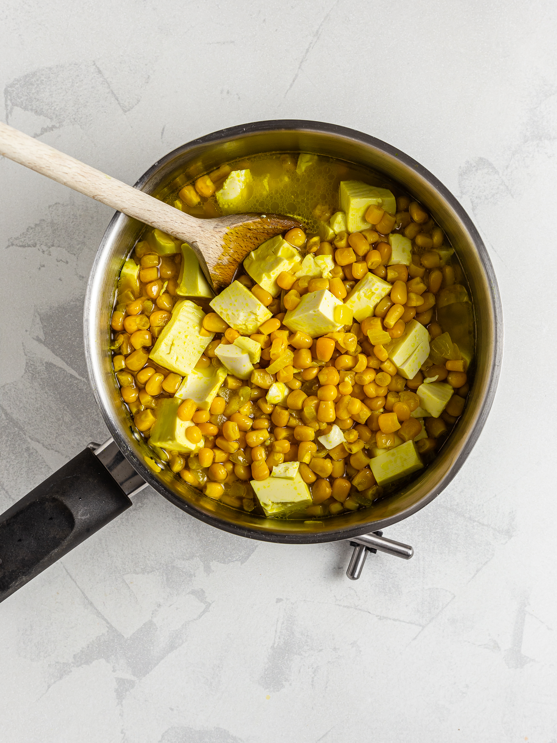 Silken tofu in corn soup