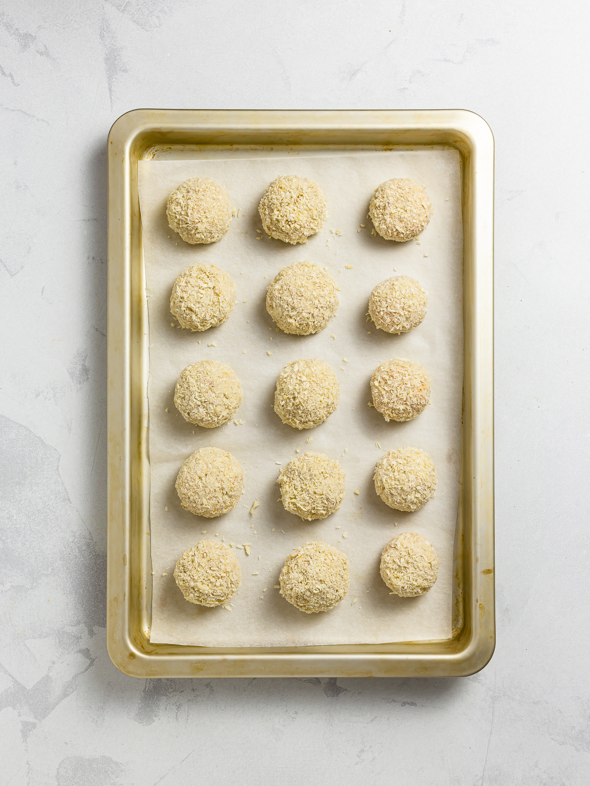 kabocha pumpkin croquettes on a tray