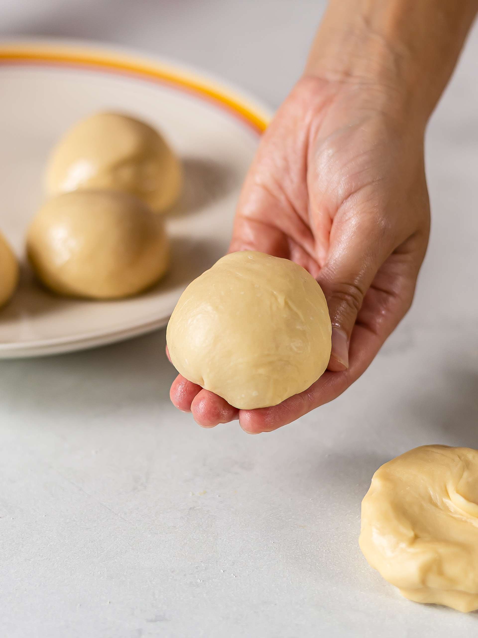 thai banana pancake dough divided into balls