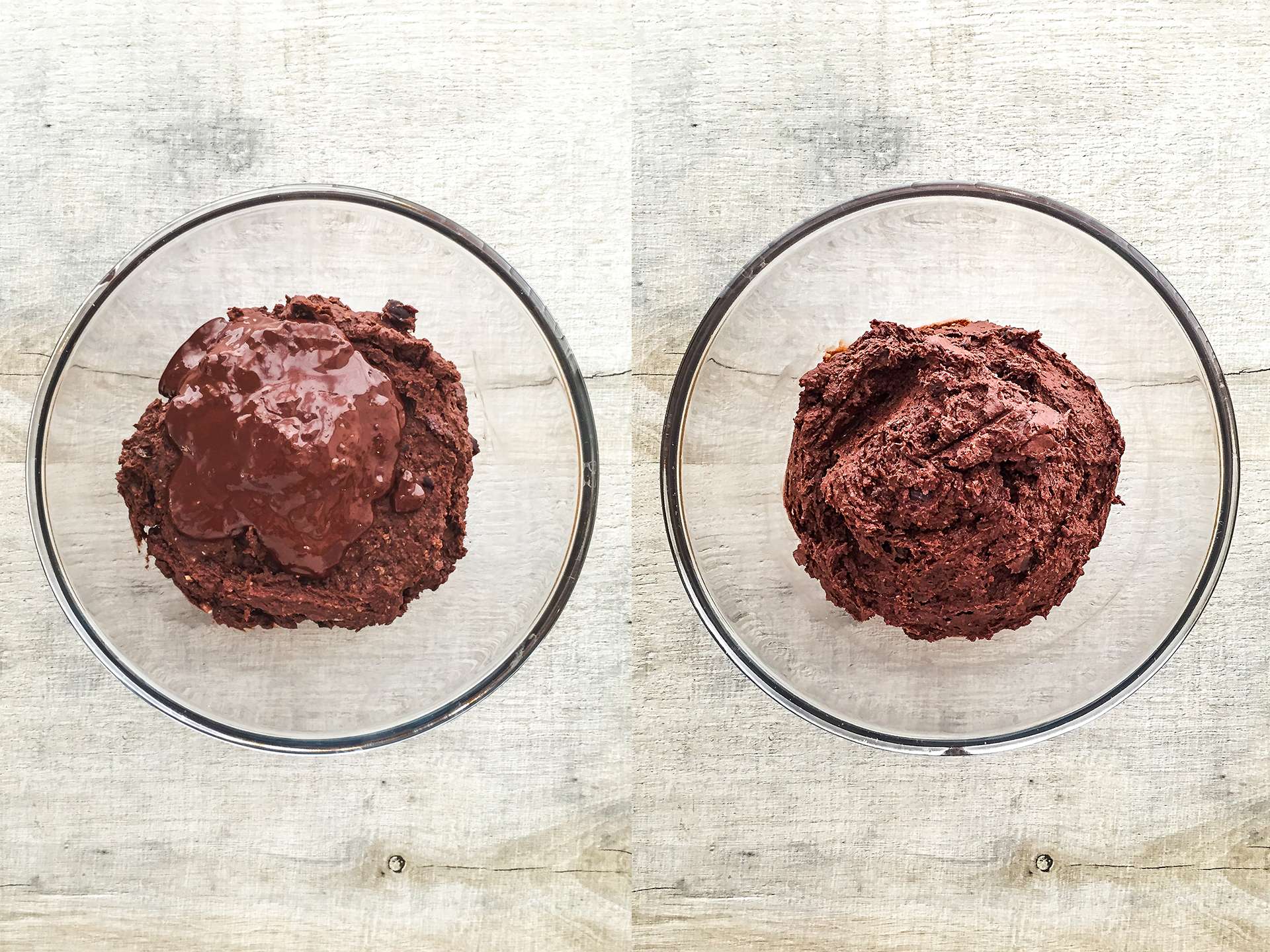 vegan black bean brownies dough with melted chocolate