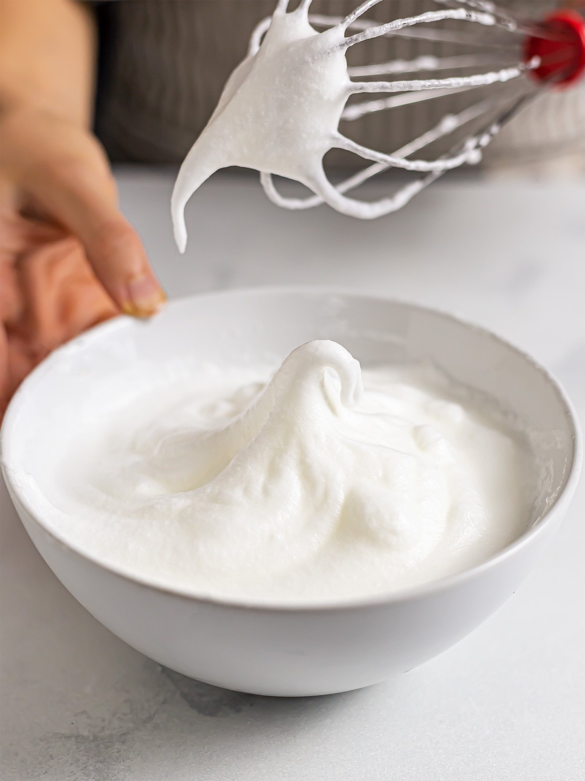 whipped egg whites with sugar for cake batter